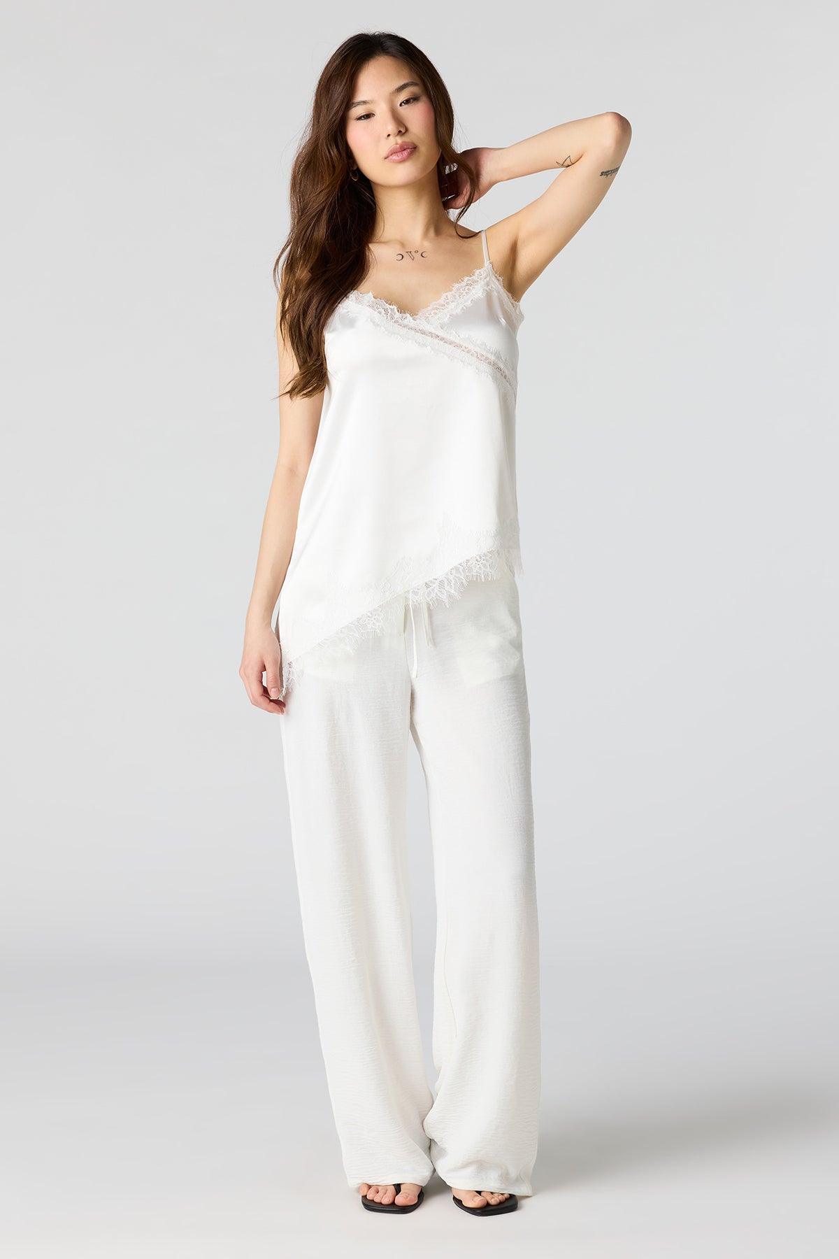 Flowy Drawstring Dress Pant - White