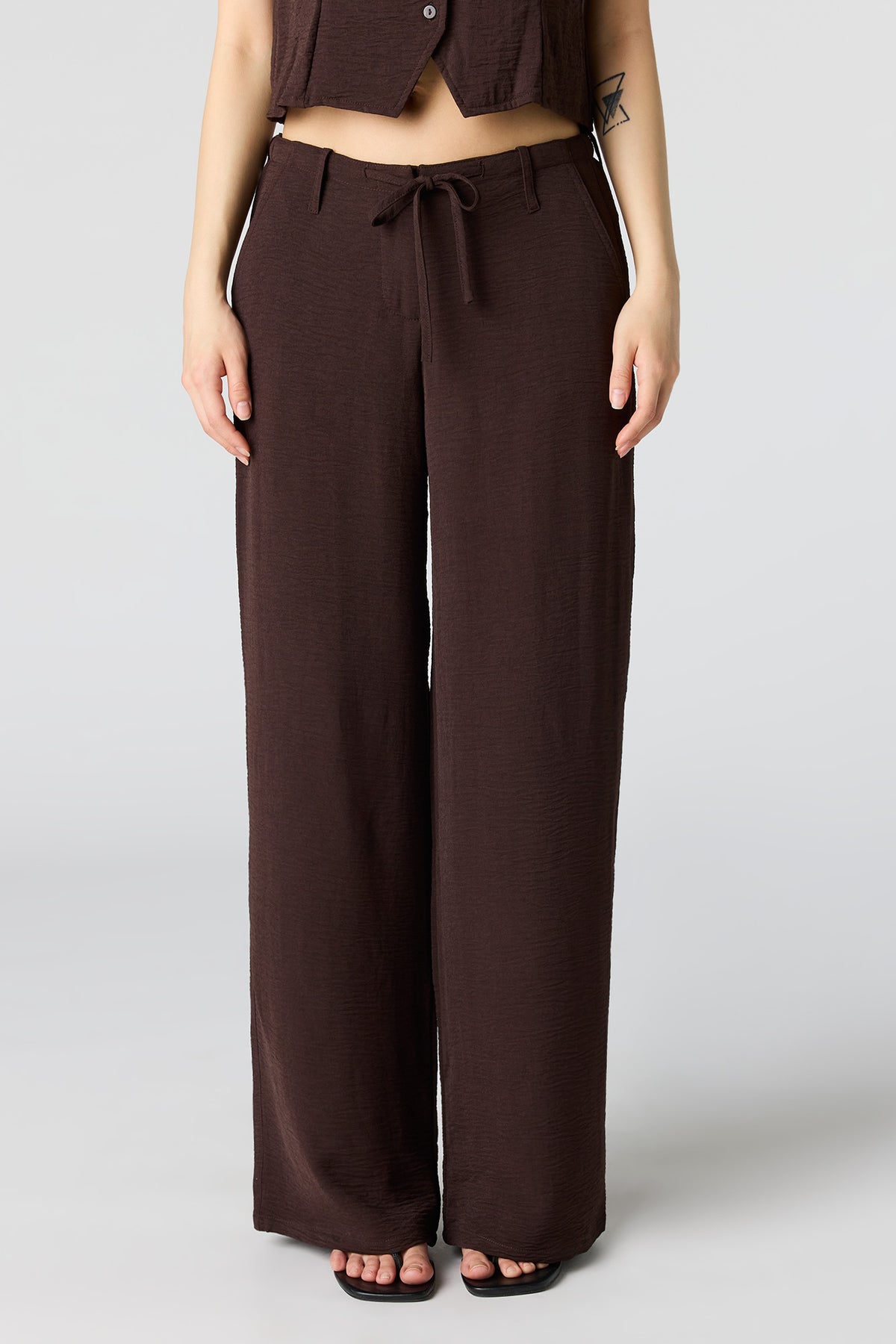 Alt View 2. Flowy Drawstring Dress Pant - Brown