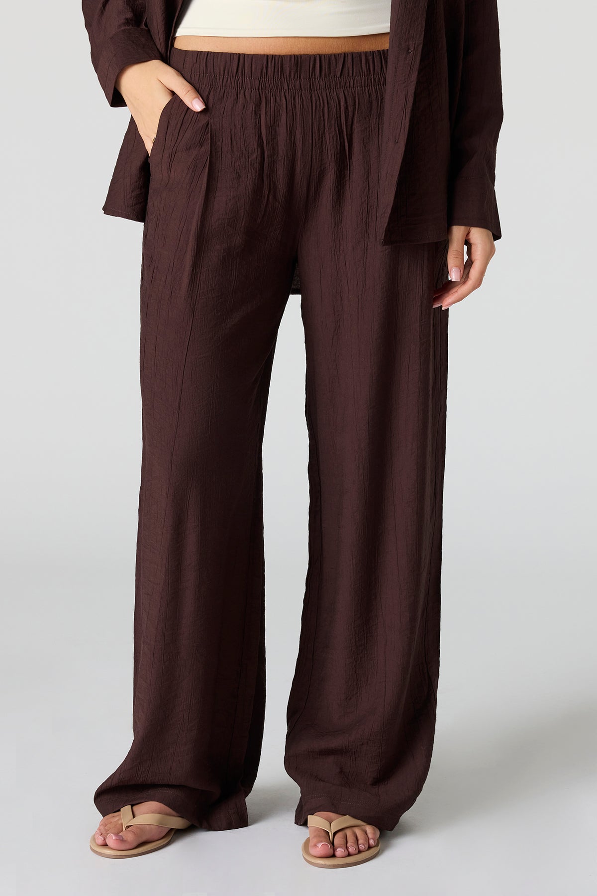 Alt View 9. Textured Flowy Wide Leg Pant - Ivory