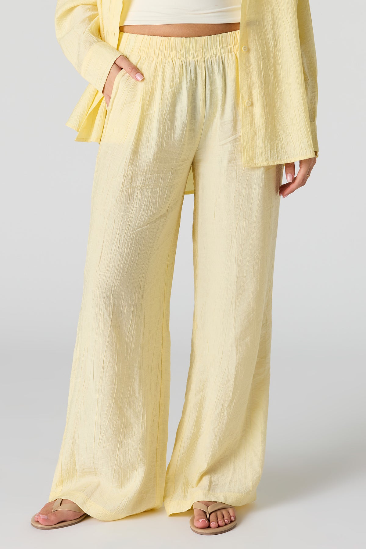 Alt View 15. Textured Flowy Wide Leg Pant - Ivory