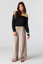 Textured Flowy Wide Leg Pant