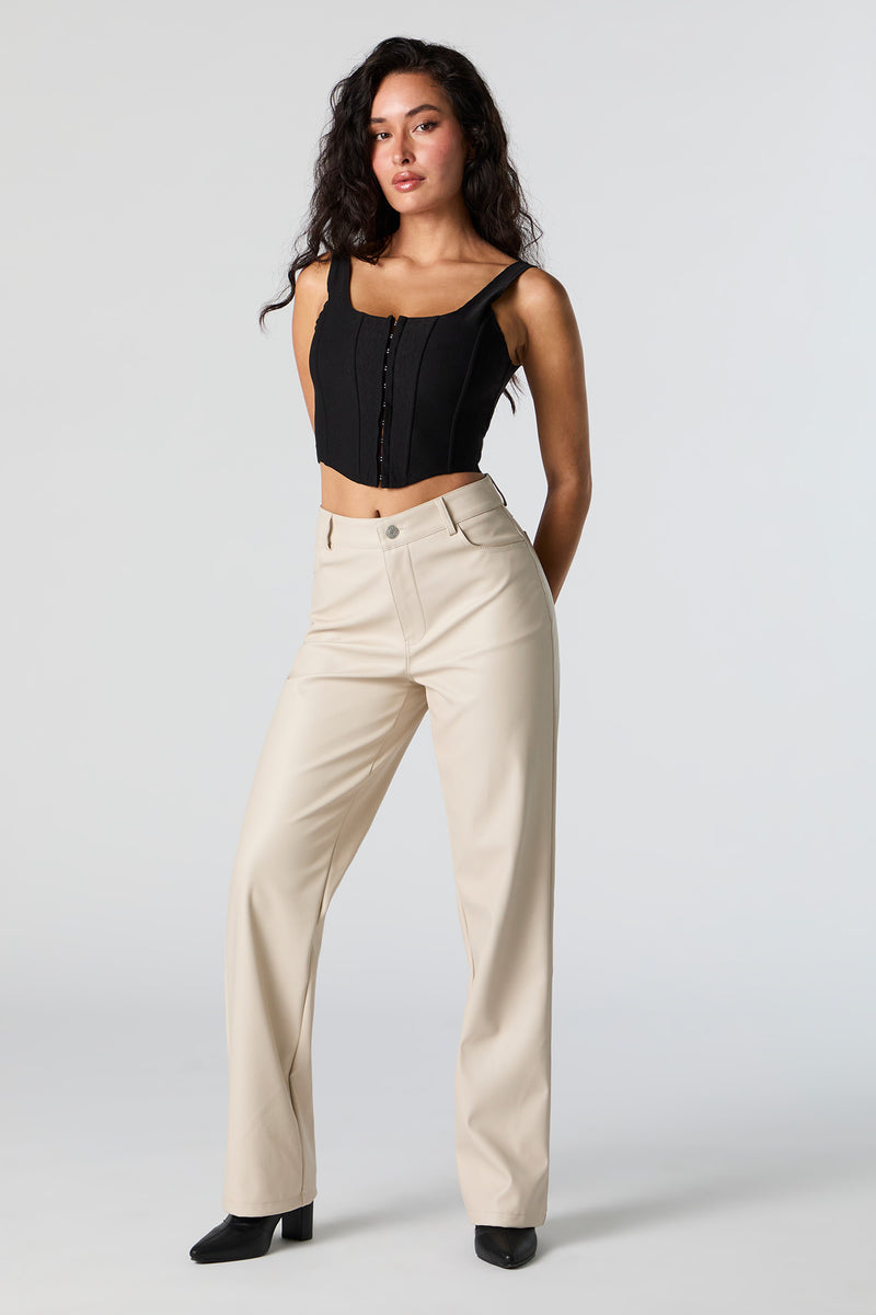 Faux Leather Straight Leg Pant