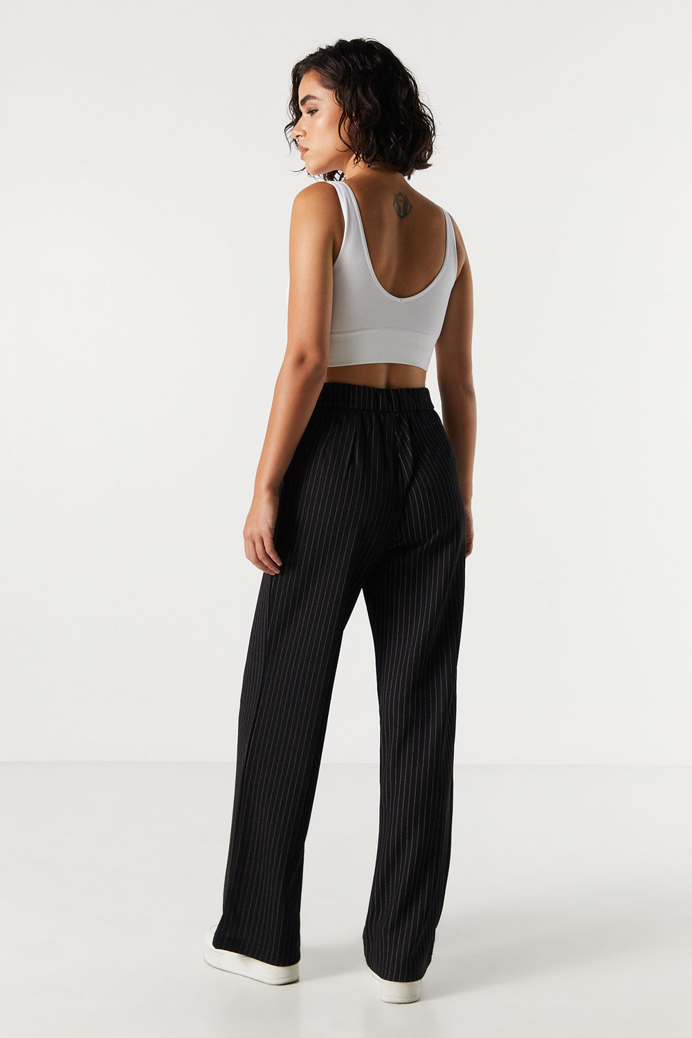 Pinstriped Crepe High Rise Dress Pant Pinstriped Crepe High Rise Dress Pant 6
