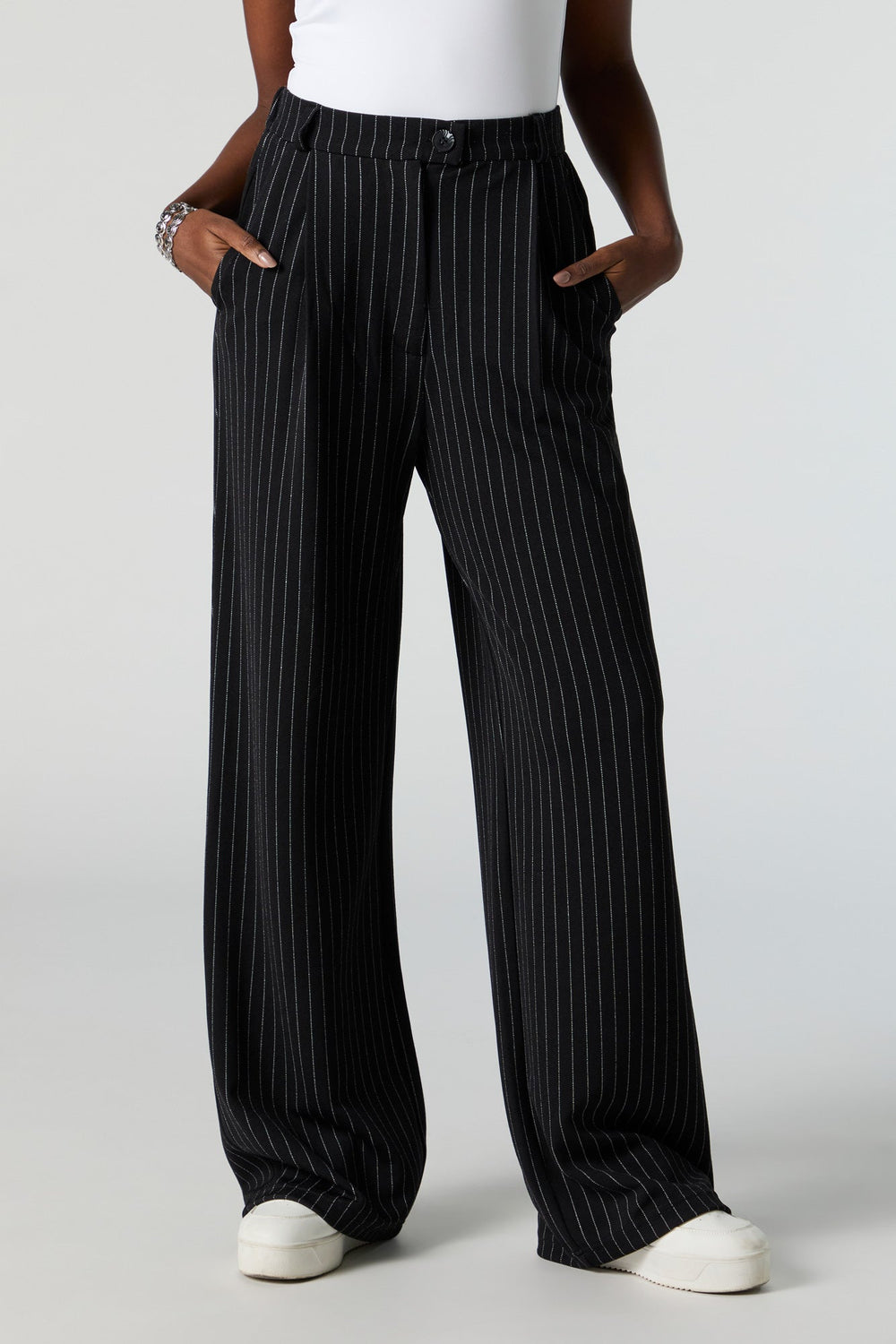 Pinstripe Crepe Straight Leg Dress Pant Pinstripe Crepe Straight Leg Dress Pant 2