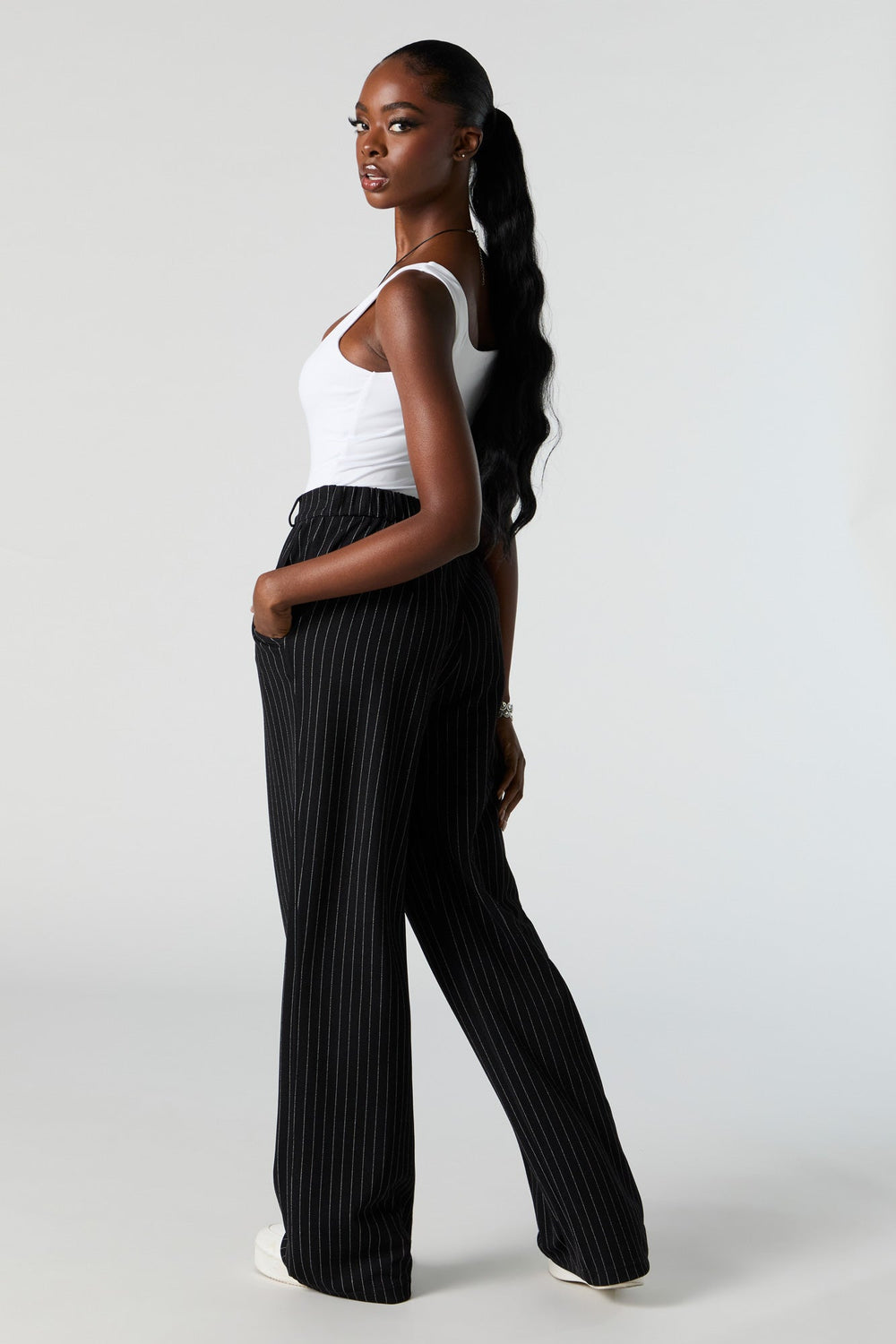 Pinstripe Crepe Straight Leg Dress Pant Pinstripe Crepe Straight Leg Dress Pant 3