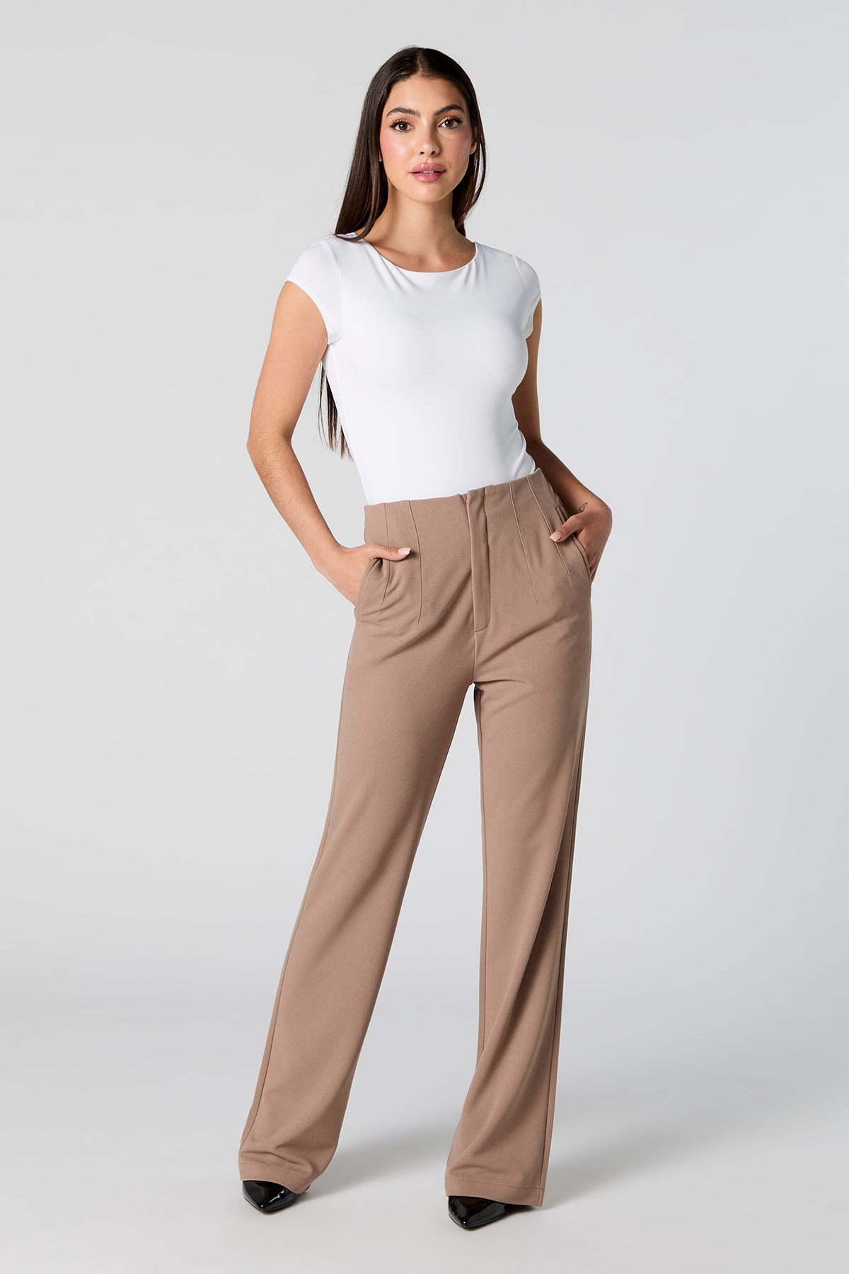 Crepe Pleated Flare Dress Pant