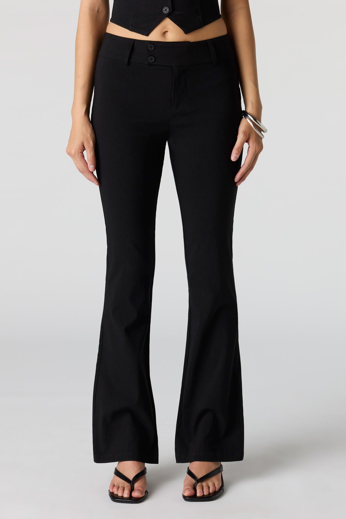 Alt View 2. Mid Rise Flare Dress Pant - Black