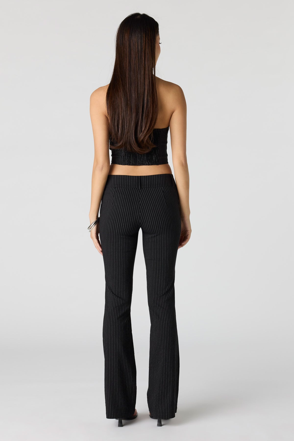 Alt View 3. Mid Rise Flare Dress Pant - Black with White