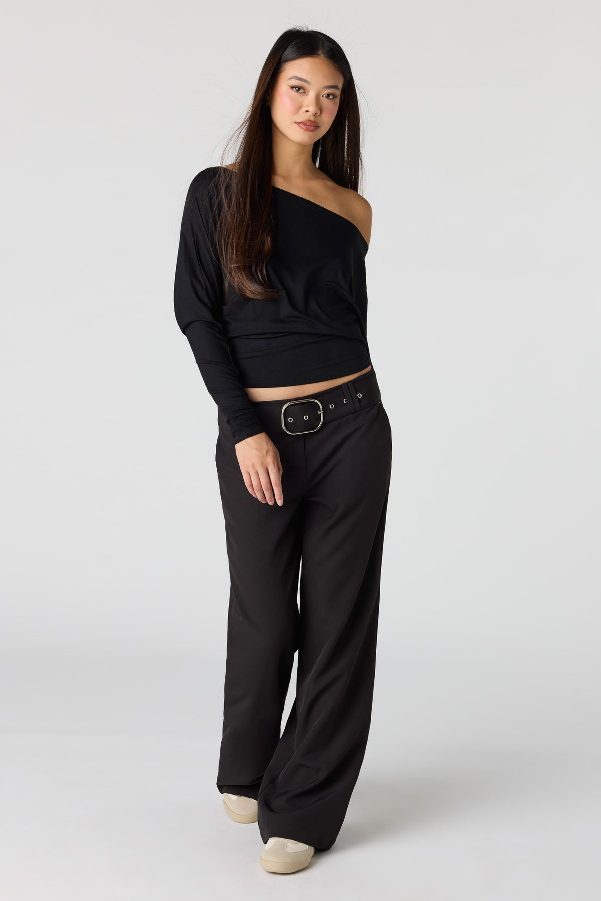 Belted Wide Leg Pant - Black