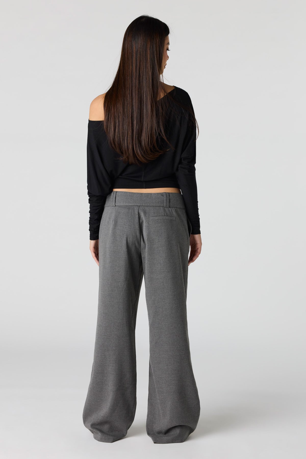 Alt View 3. Belted Wide Leg Pant - Heather Grey