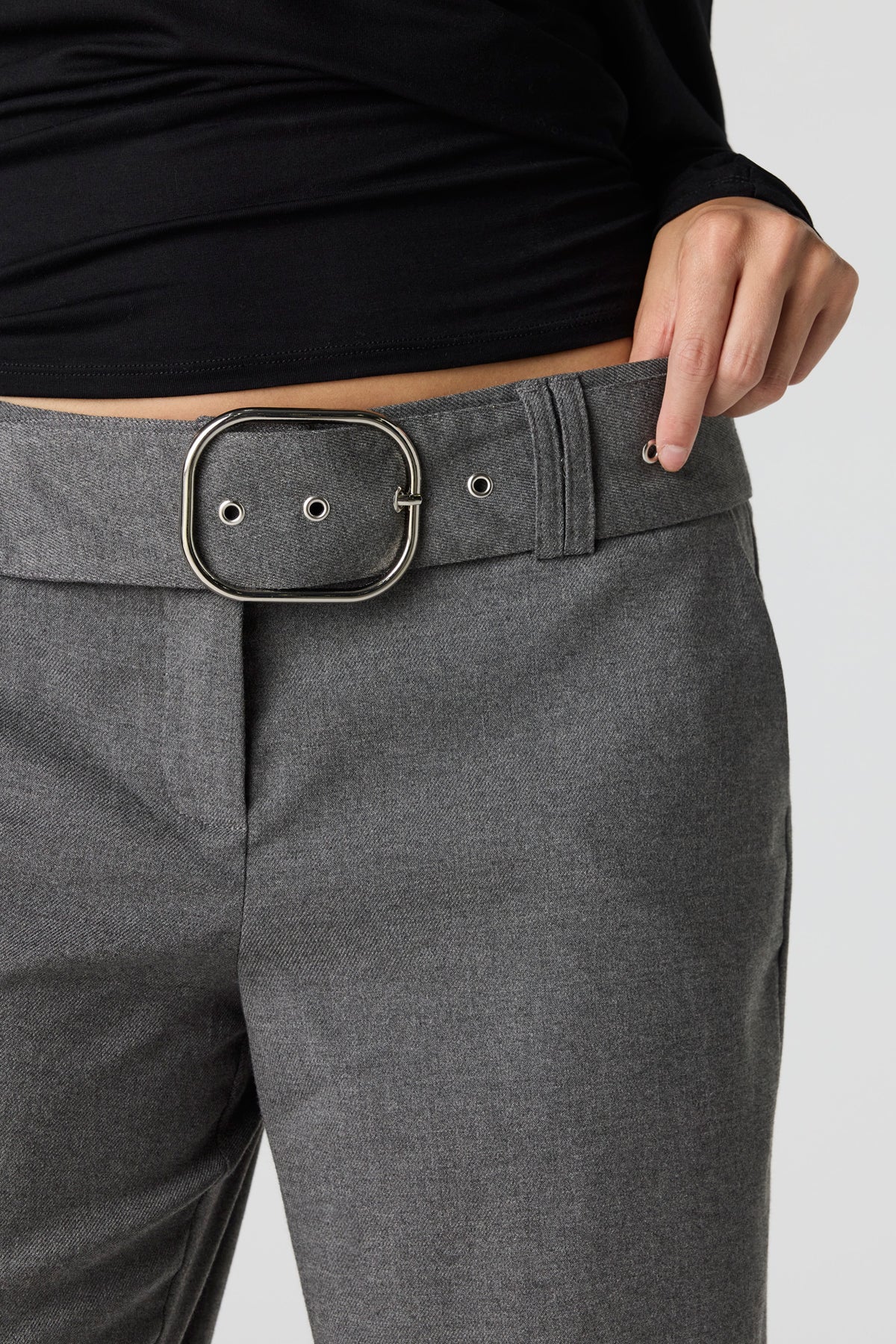 Alt View 4. Belted Wide Leg Pant - Heather Grey