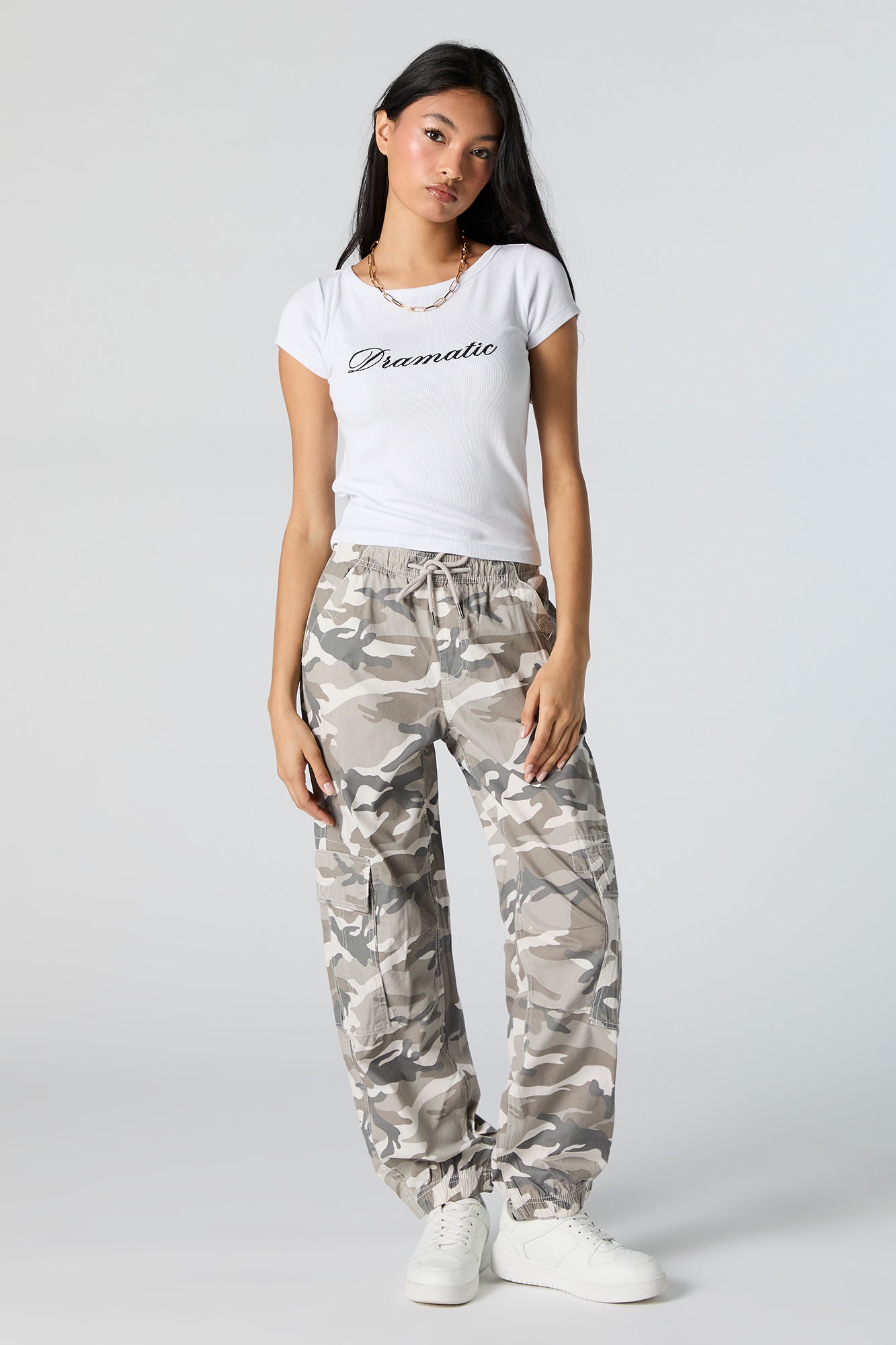 Camo Drawstring Cargo Jogger Charlotte Russe