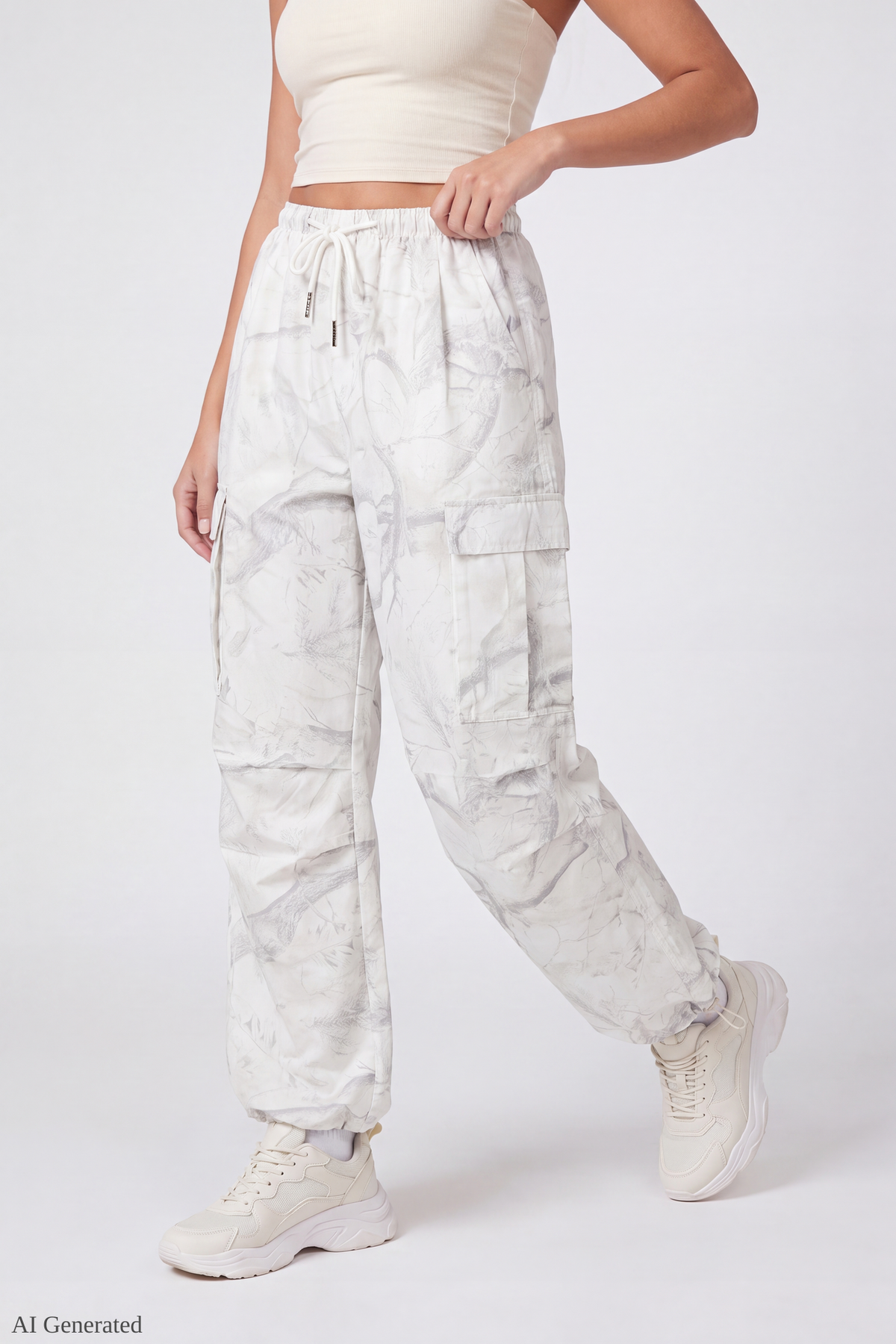 Alt View 3. Cargo Parachute Pant - White