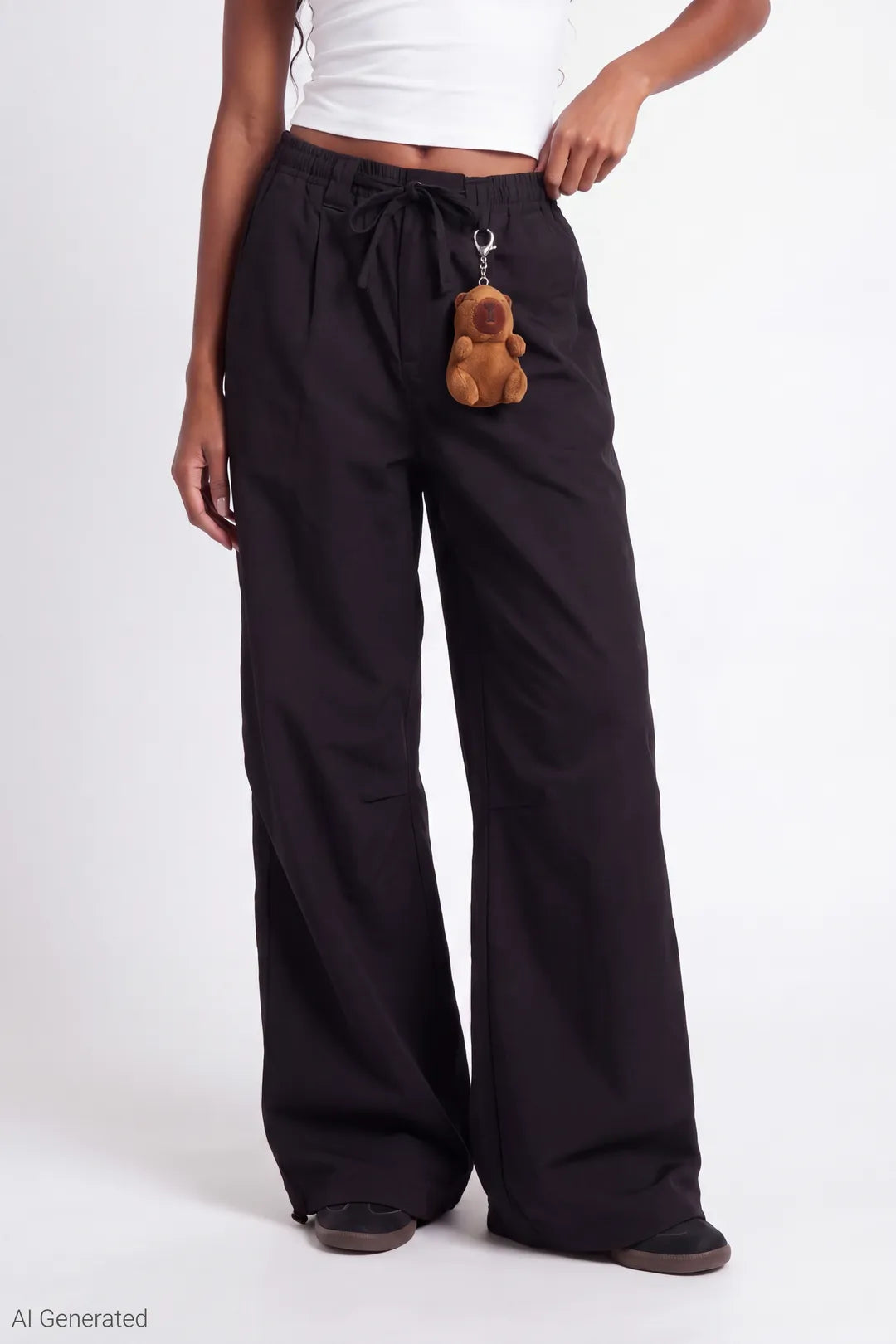 Alt View 3. Parachute Pant with Keychain - Black