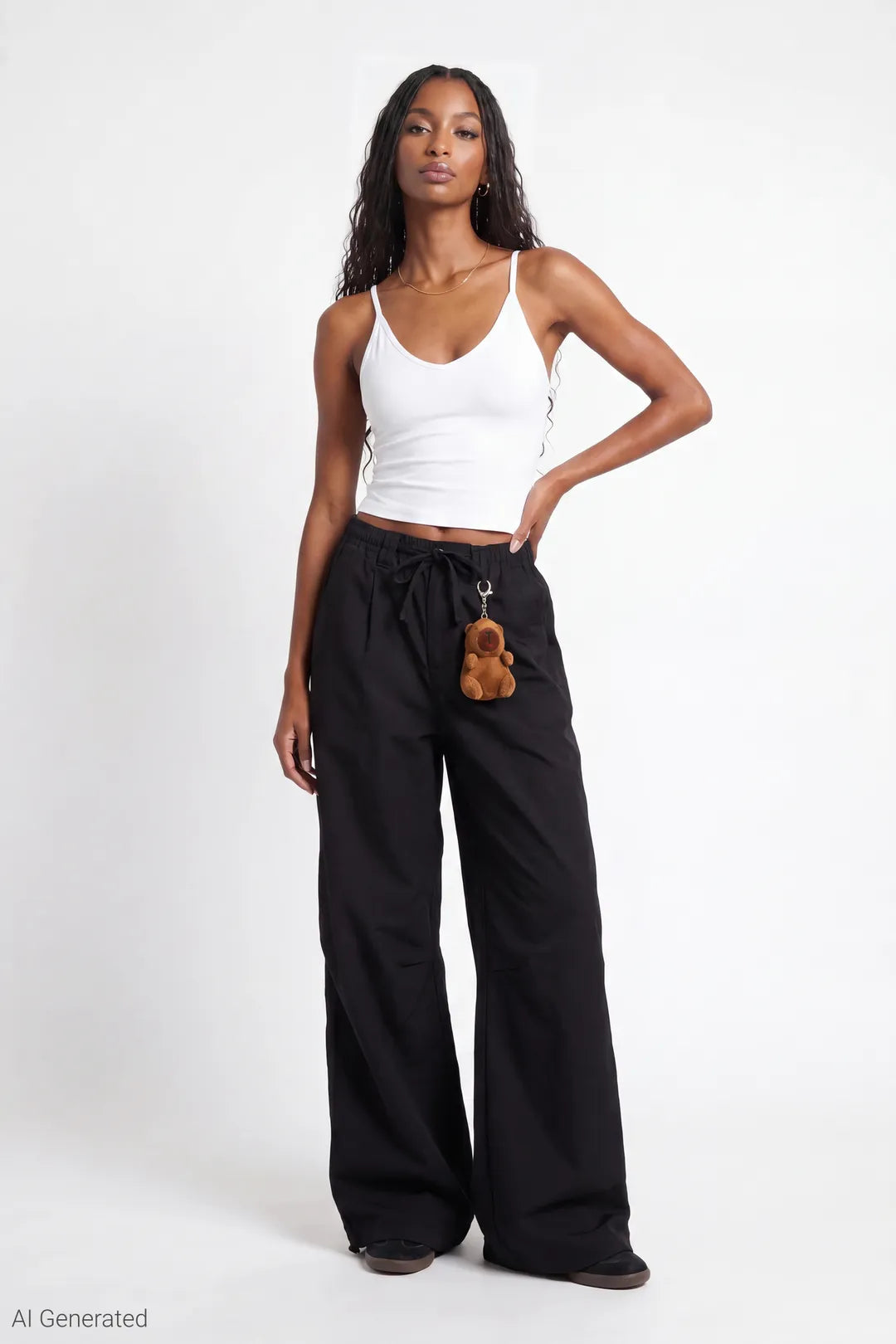 Parachute Pant with Keychain - Black