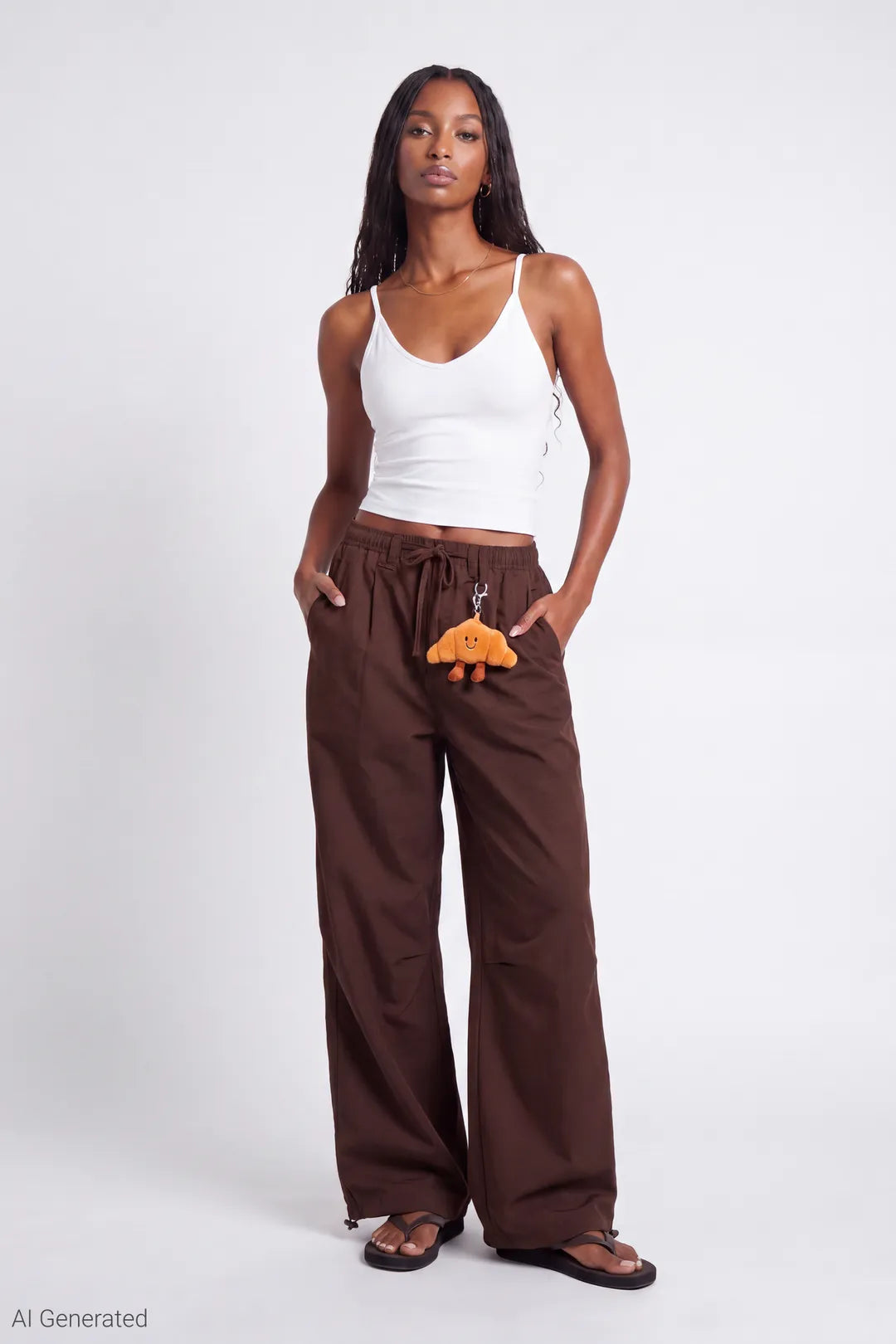 Parachute Pant with Keychain - Brown