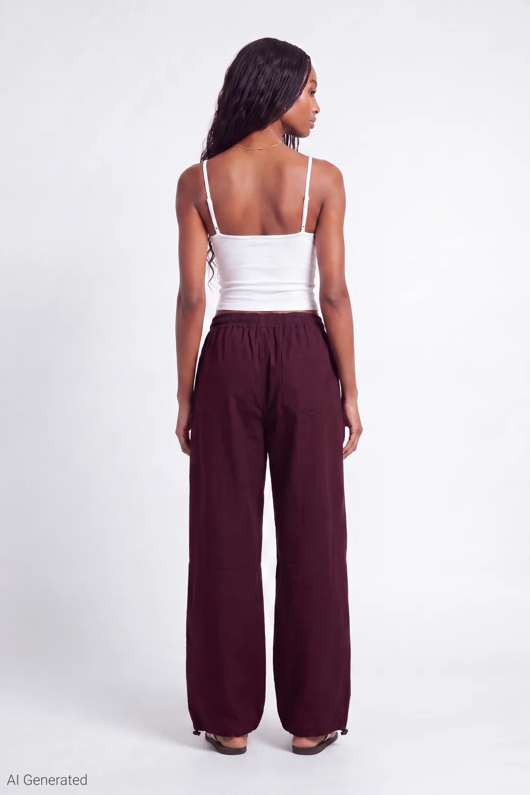 Alt View 2. Parachute Pant with Keychain - Burgundy