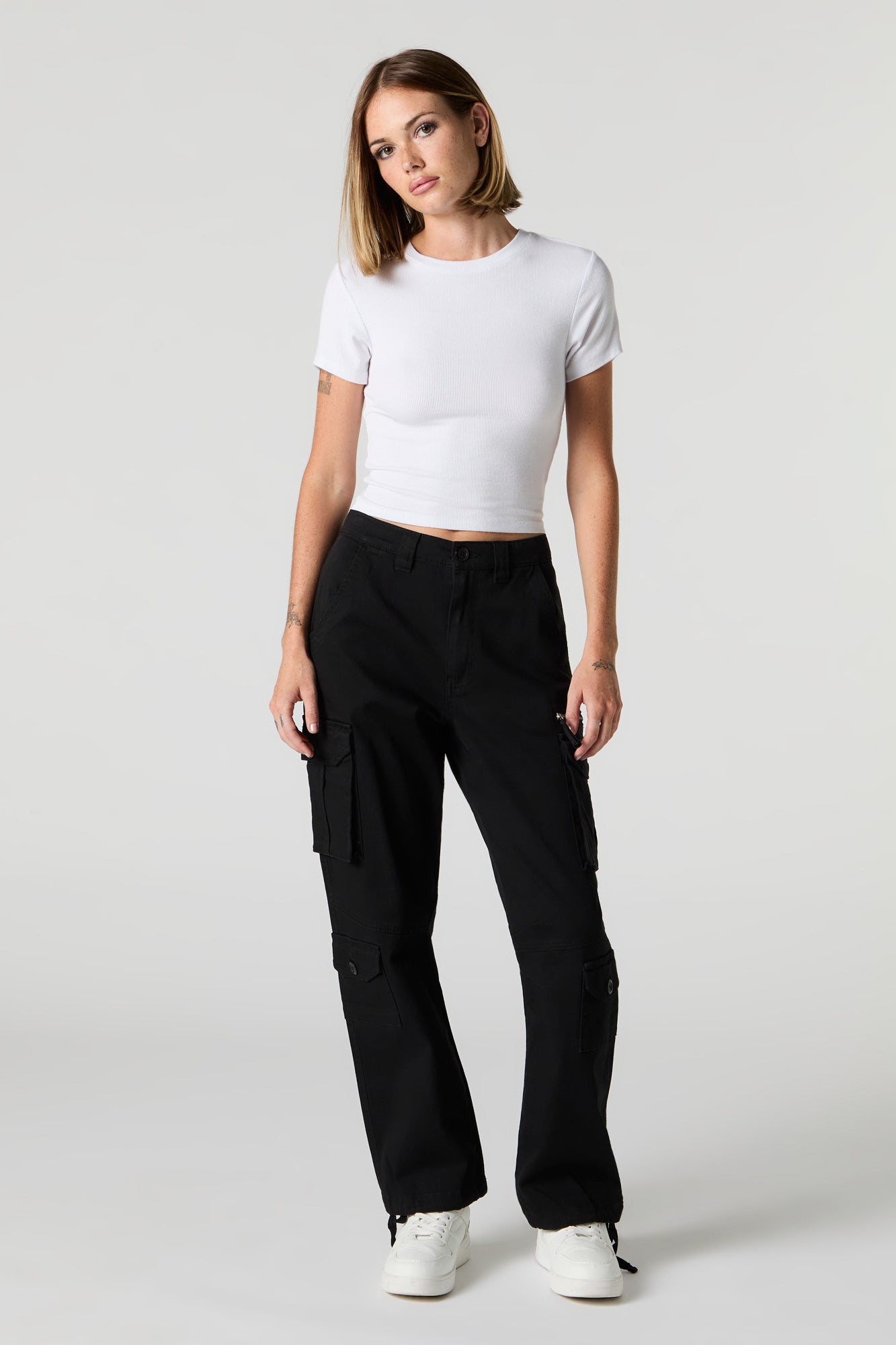 Tie Hem Straight Leg Cargo Pant