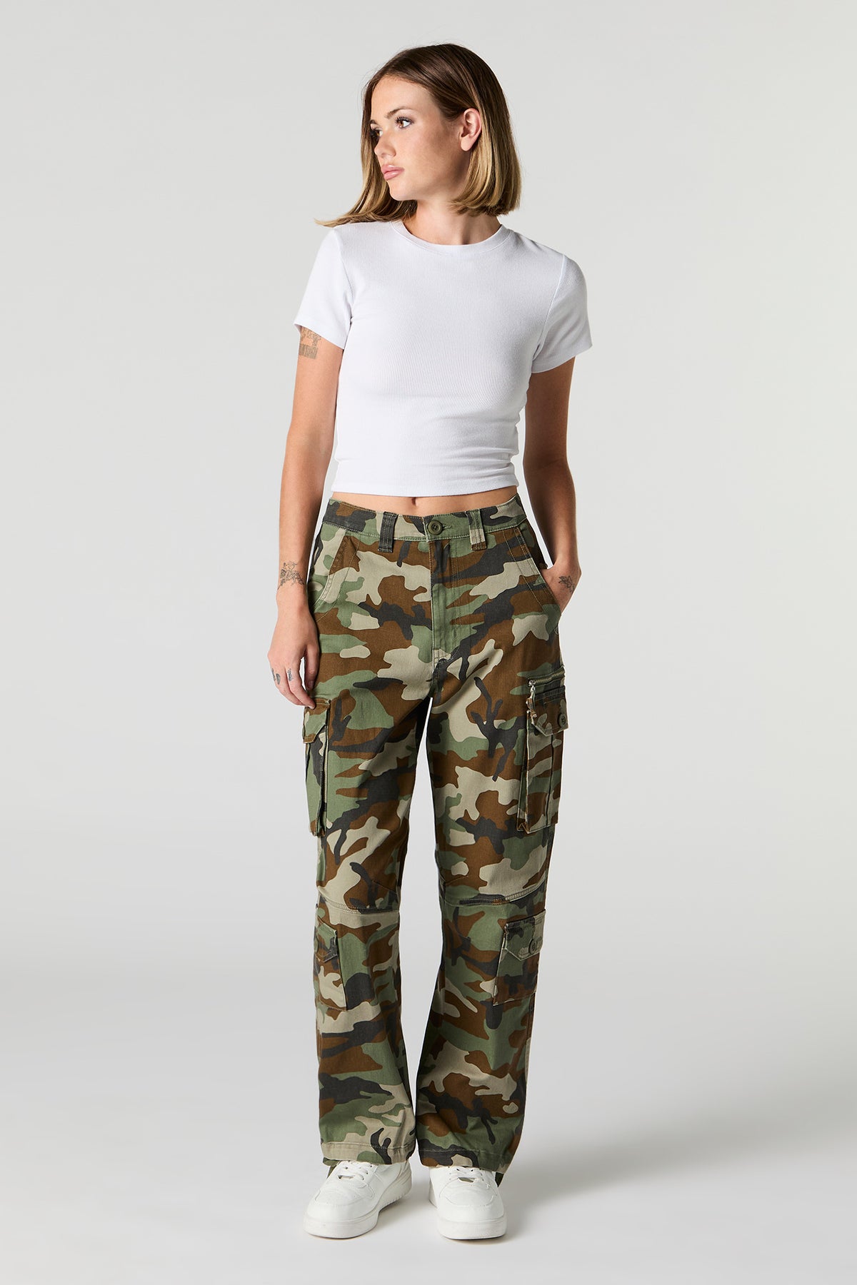 Tie Hem Straight Leg Cargo Pant