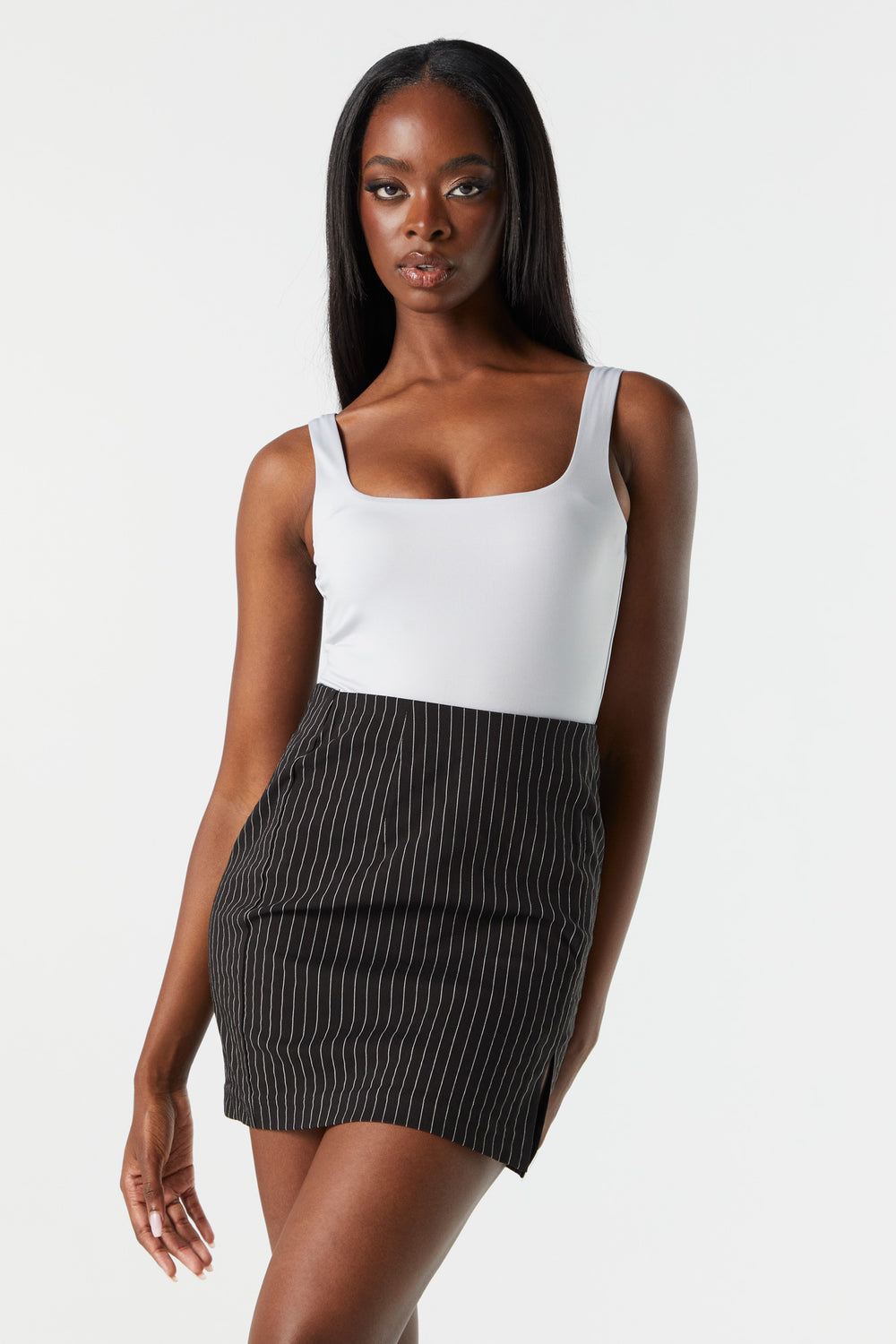 Charlotte Russe Striped Asymmetrical Mini Skirt, $18 | Charlotte Russe |  Lookastic