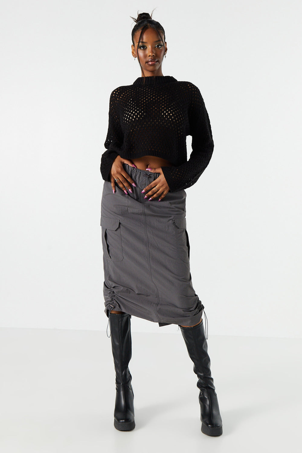Nylon Cargo Parachute Midi Skirt Nylon Cargo Parachute Midi Skirt 5