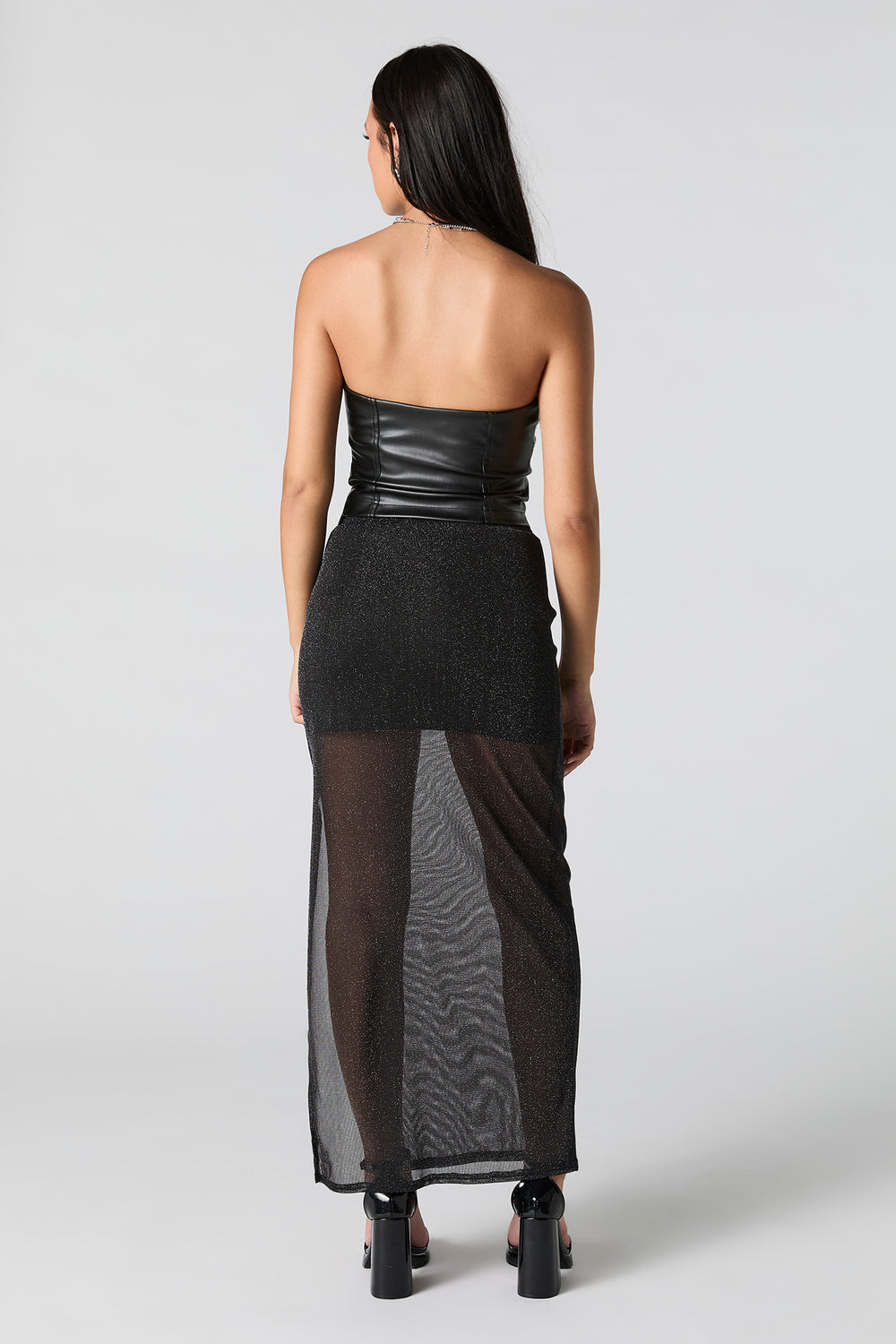 Sparkle Mesh Slit Maxi Skirt Sparkle Mesh Slit Maxi Skirt 6