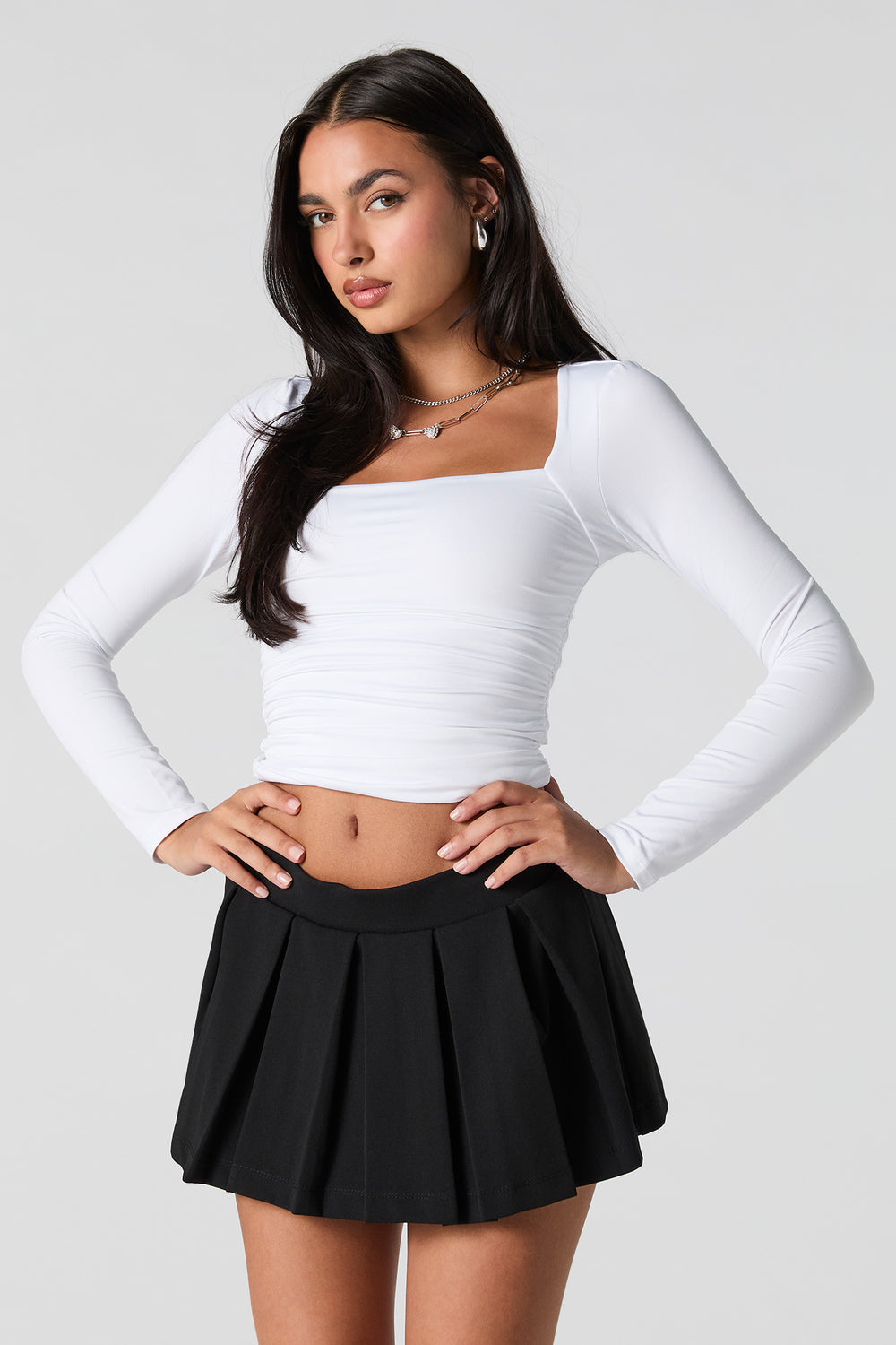 Crepe Pleated Mini Skort Crepe Pleated Mini Skort 1