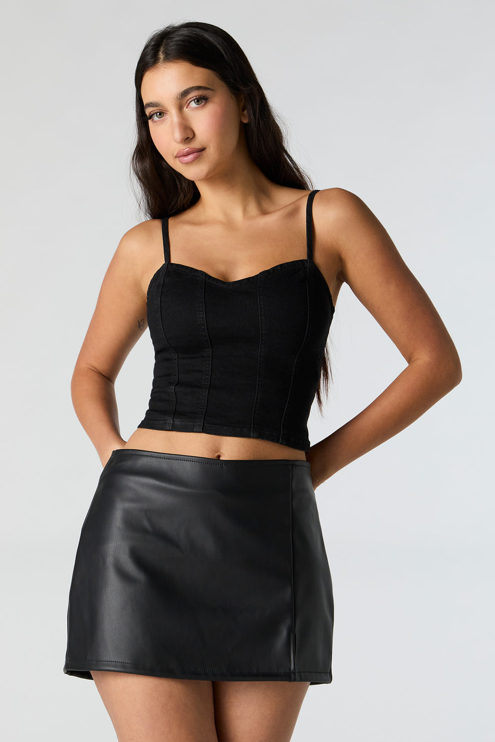 Faux-Leather Slit Mini Skort Faux-Leather Slit Mini Skort 6