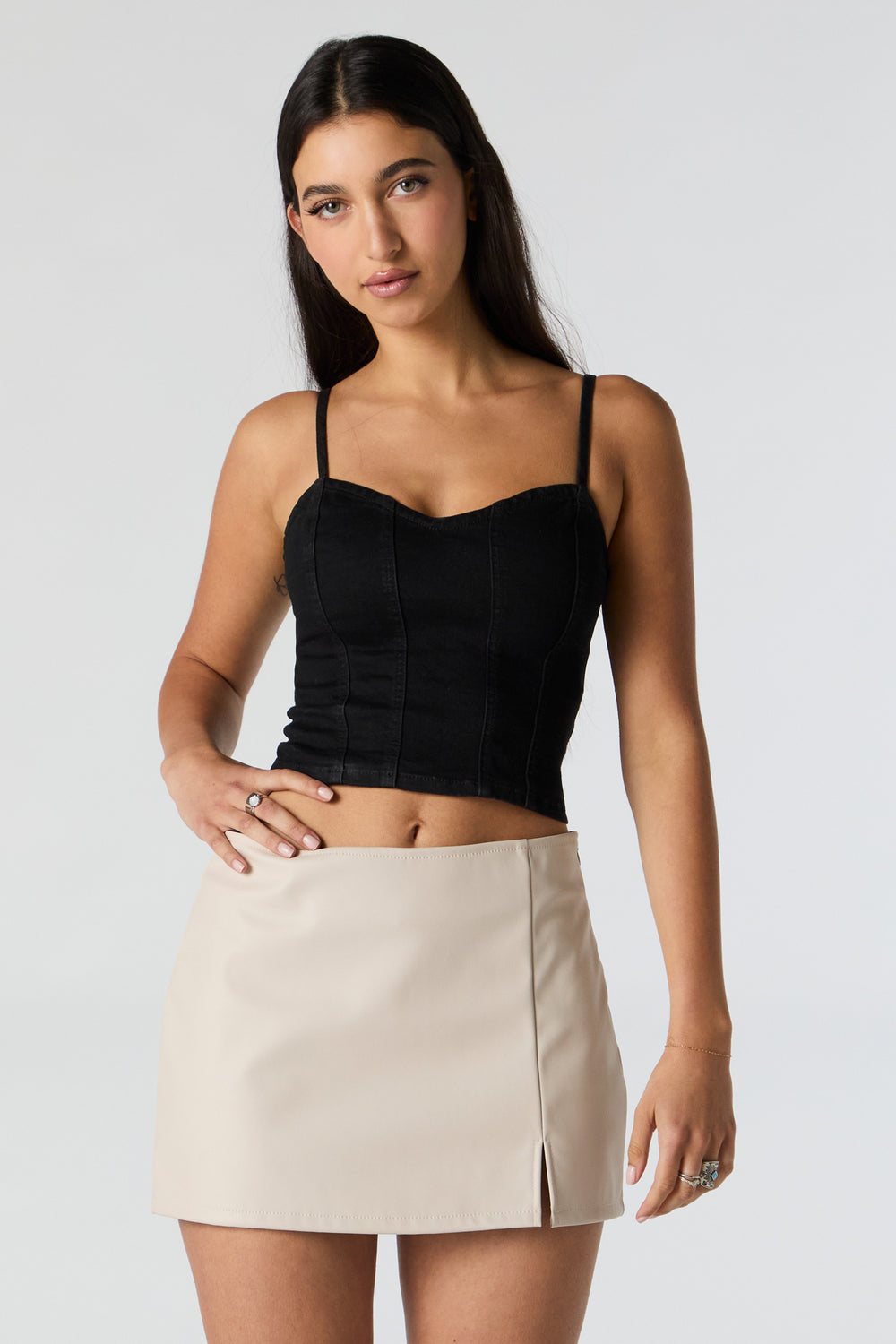 Faux-Leather Slit Mini Skort Faux-Leather Slit Mini Skort 2