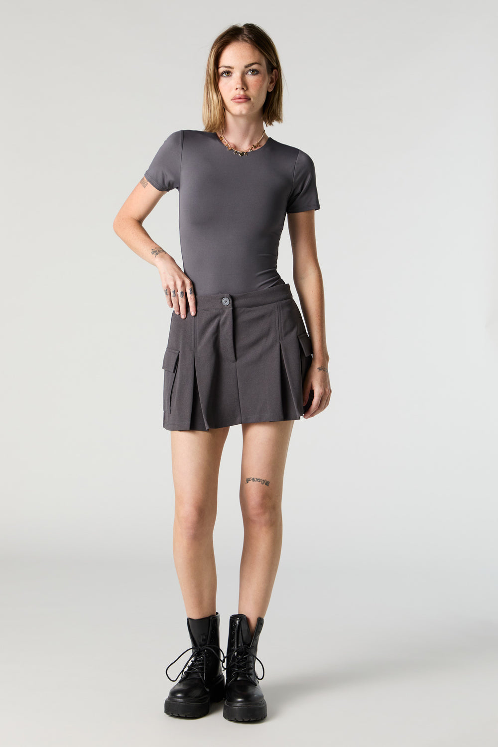 Crepe Pleated Cargo Skort Crepe Pleated Cargo Skort 3