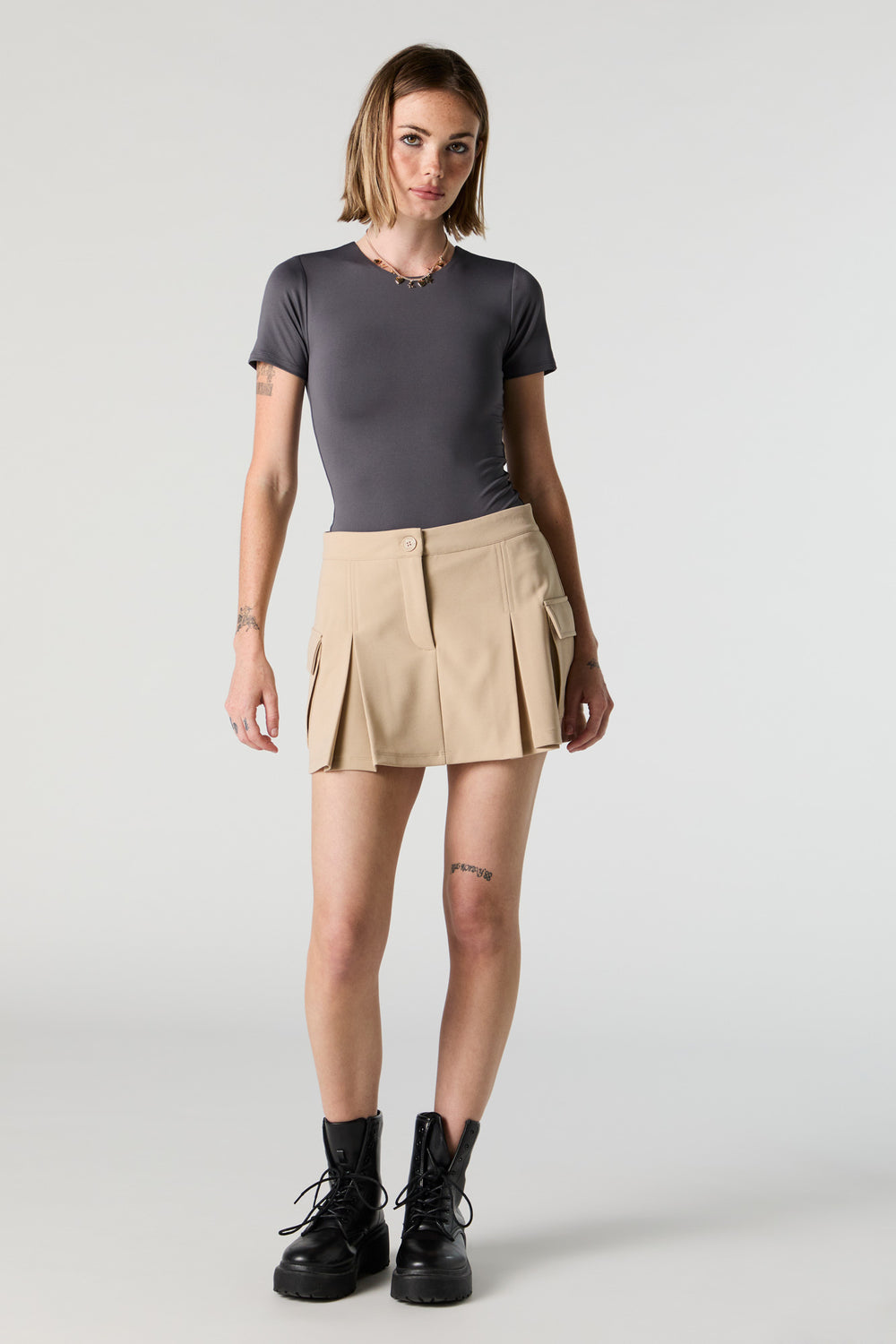 Crepe Pleated Cargo Skort Crepe Pleated Cargo Skort 9