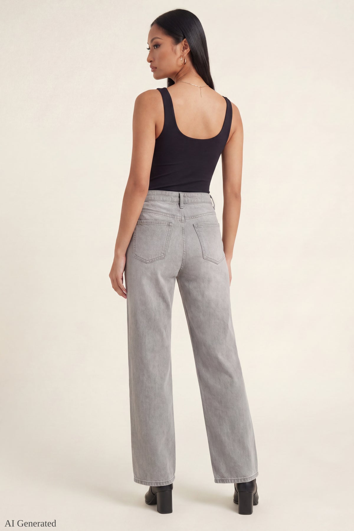 Alt View 2. Brooklyn Ripped Low Rise Baggy Grey Jean - Charcoal