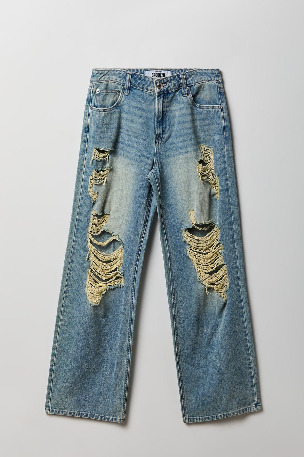 Alt View 4. Brooklyn Ripped Low Rise Baggy Medium Jean - Pacific Blue