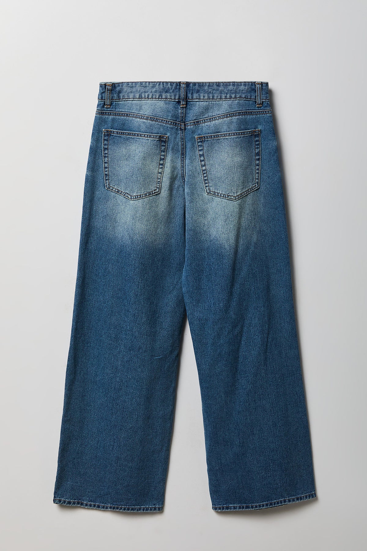 Alt View 2. London Ripped Low Rise Super Baggy Medium Jean - Medium Blue