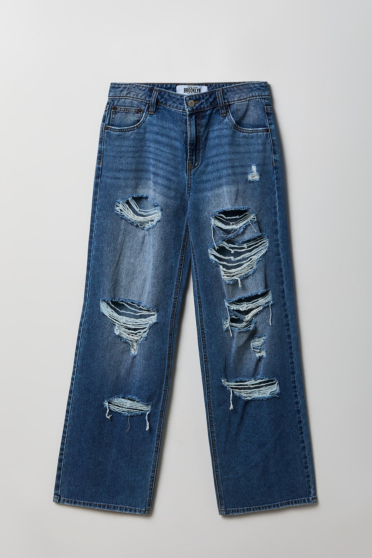 Alt View 4. Brooklyn Ripped Low Rise Baggy Dark Jean - Denim Blue