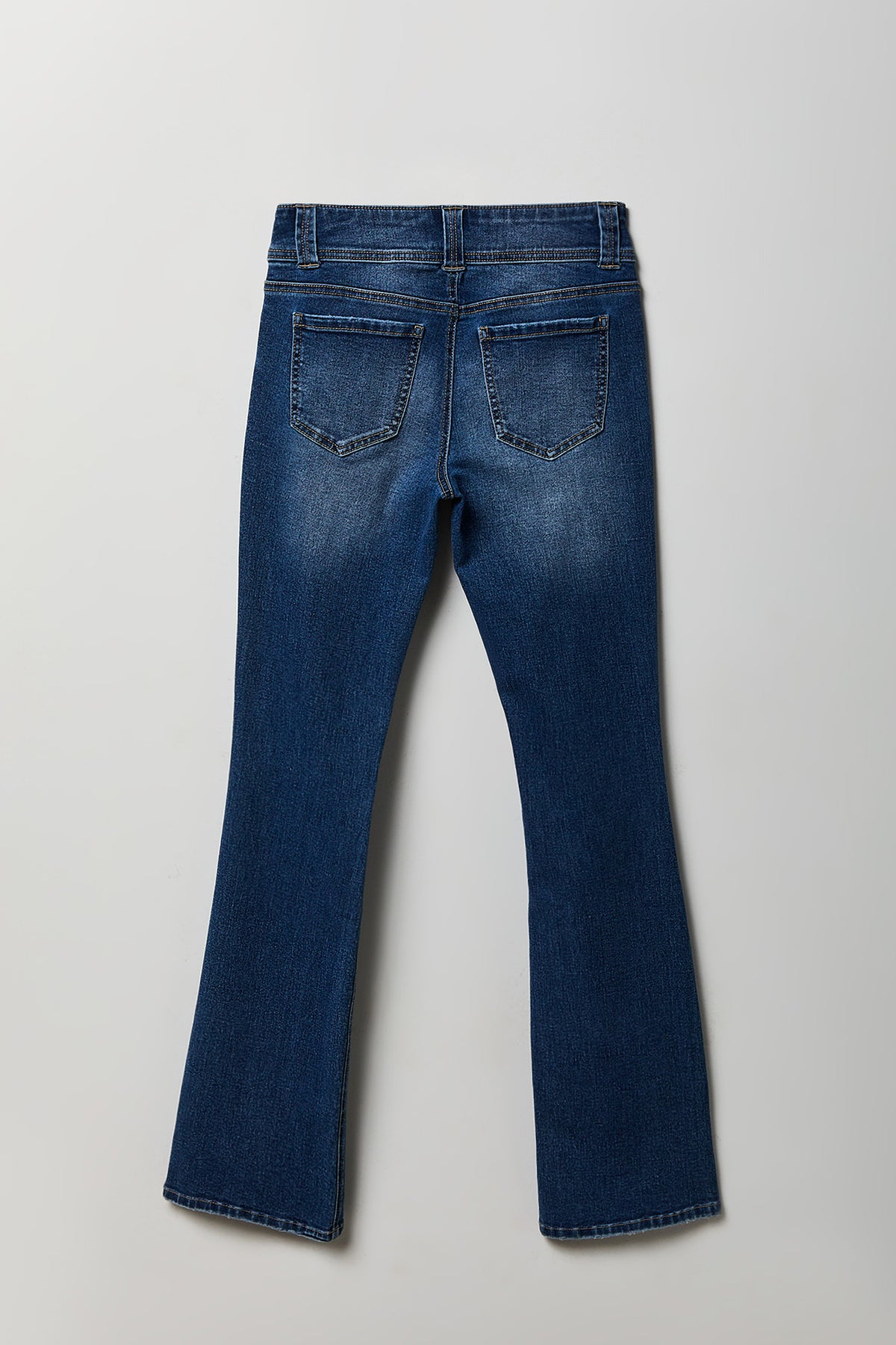 Alt View 2. Stretch Ripped Low Rise Bootcut Jean - Denim Blue