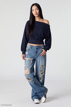 London Ripped Low Rise Super Baggy Medium Jean