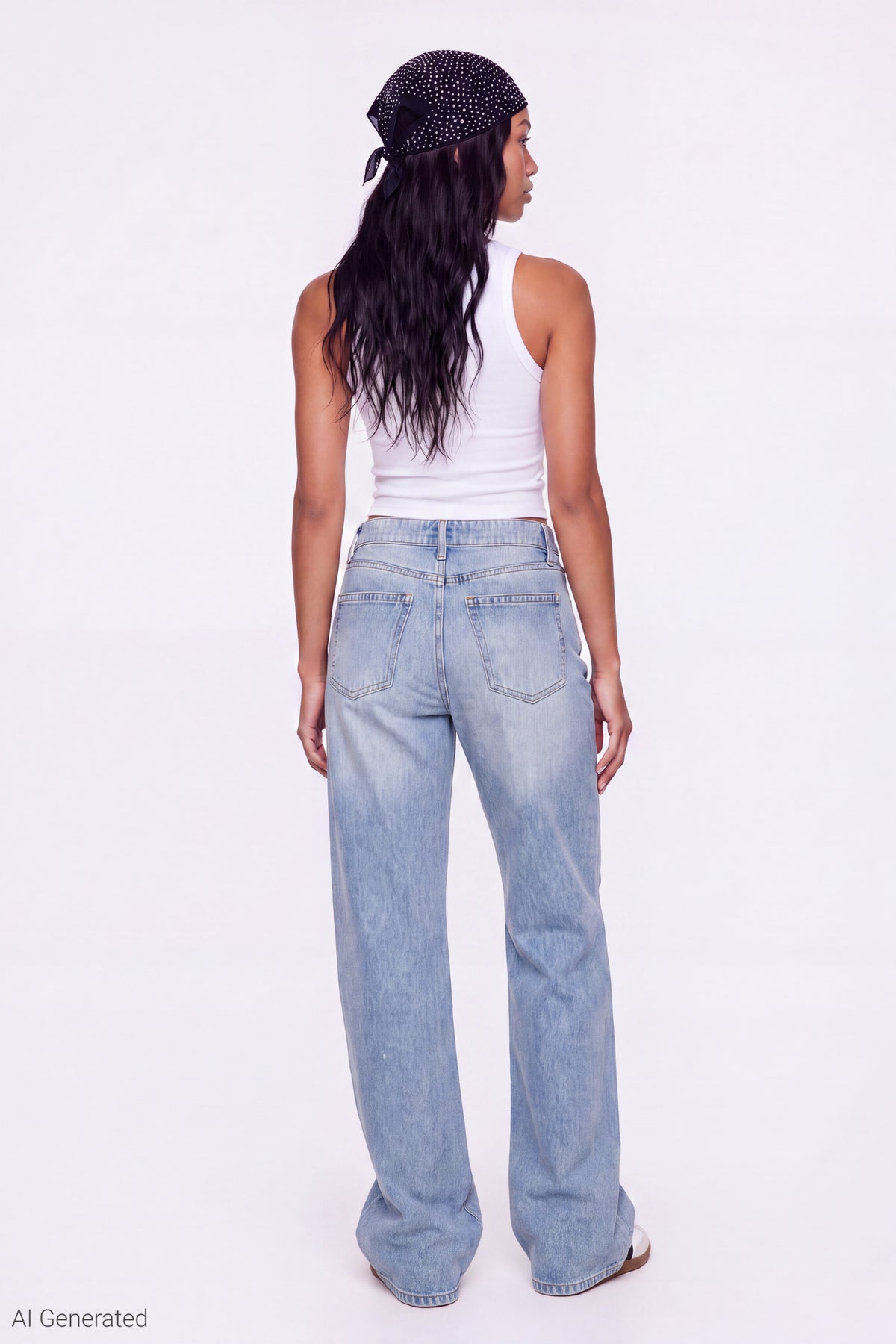 Alt View 2. Brooklyn Ripped Low Rise Baggy Jean - Light Denim Blue