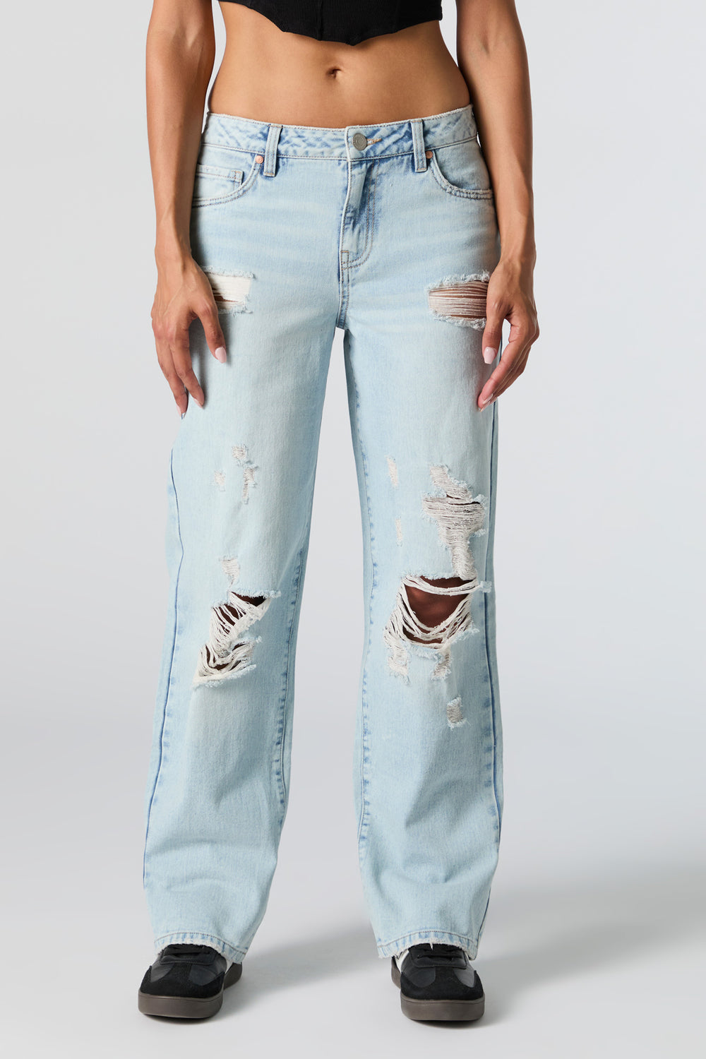 Light Wash Distressed Slouchy Straight Leg Jean Light Wash Distressed Slouchy Straight Leg Jean 2