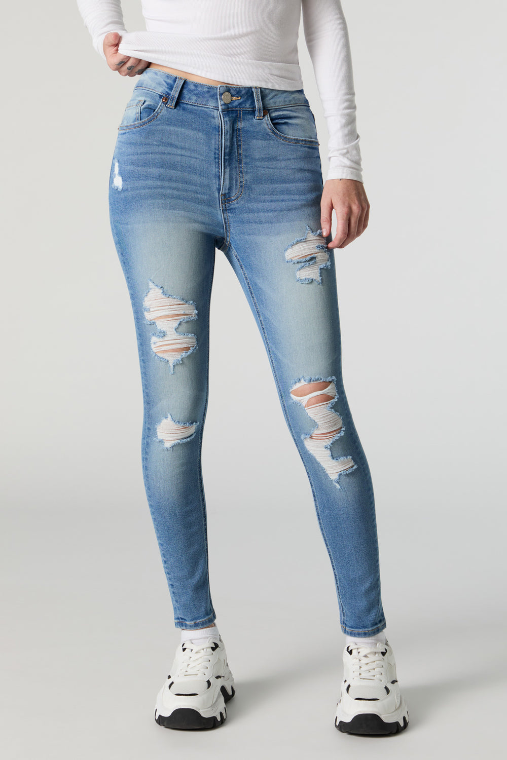 Miami Medium Wash High Rise Distressed Skinny Jean Miami Medium Wash High Rise Distressed Skinny Jean 2