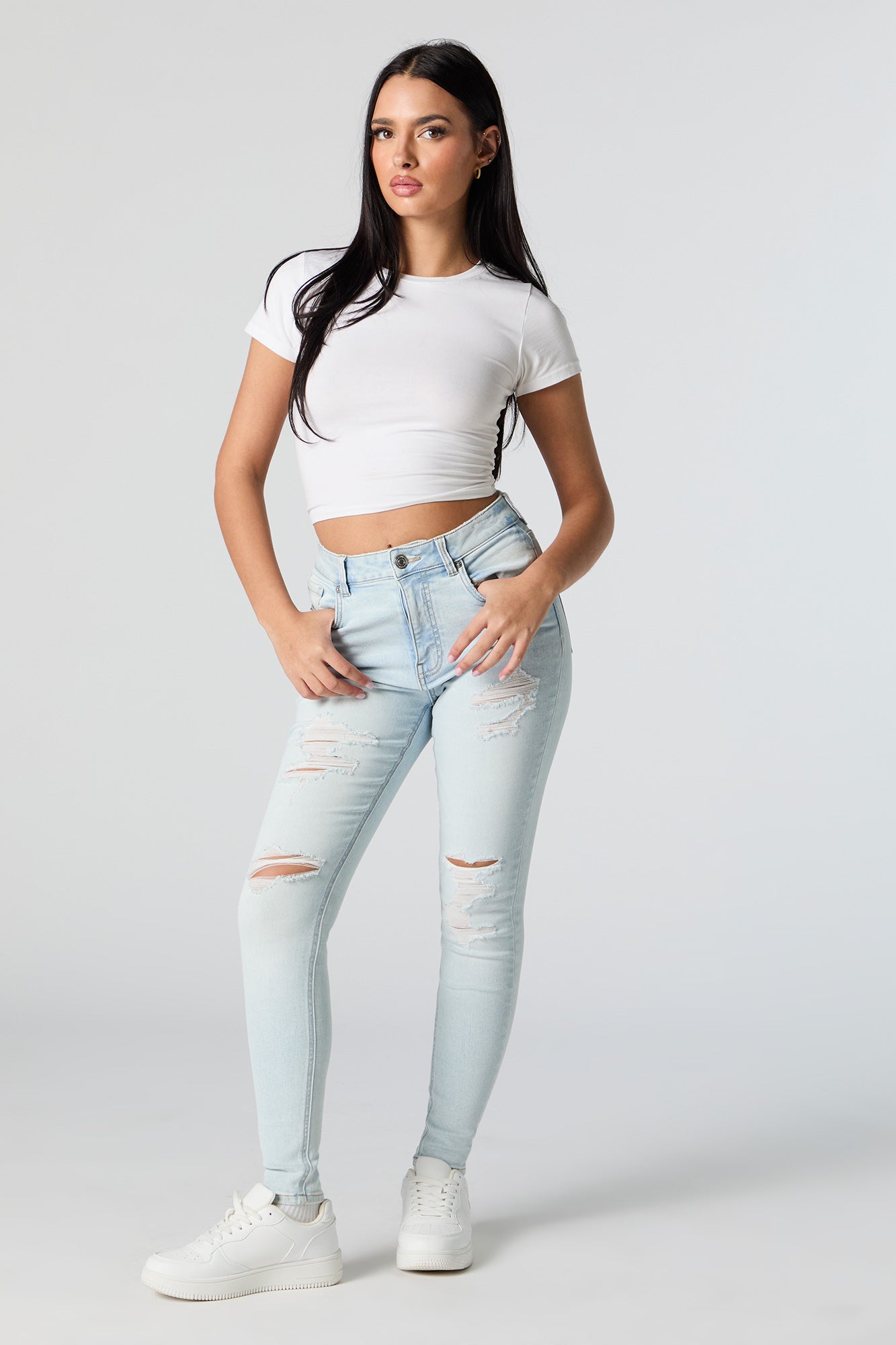 Miami Light Wash High Rise Distressed Skinny Jean