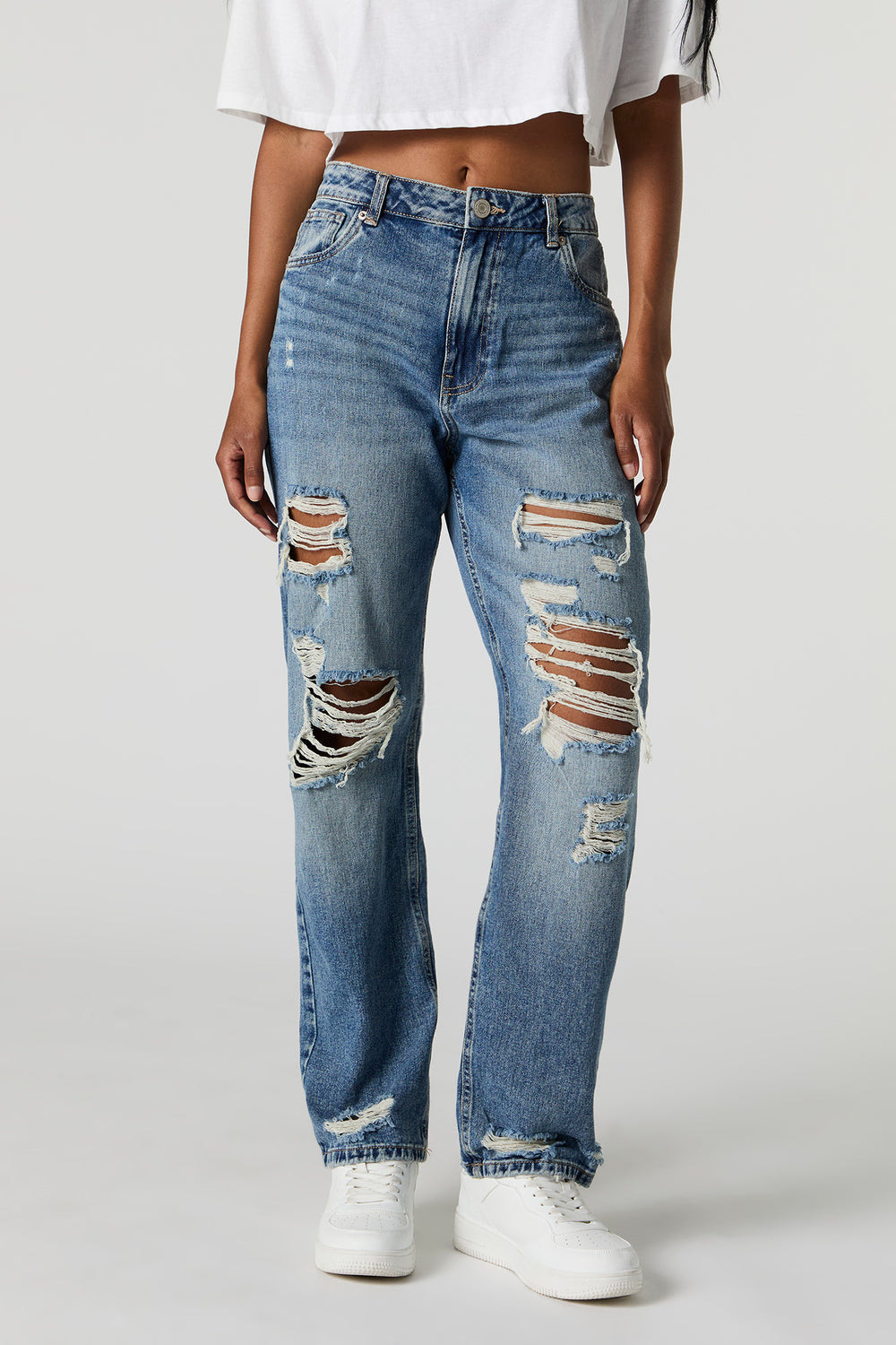 High Rise Straight Leg Distressed Jean High Rise Straight Leg Distressed Jean 2