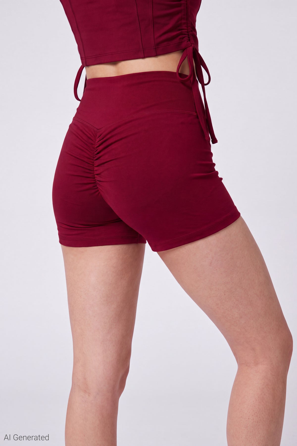 Alt View 3. Sommer Ray Ruched Short 2" - Red