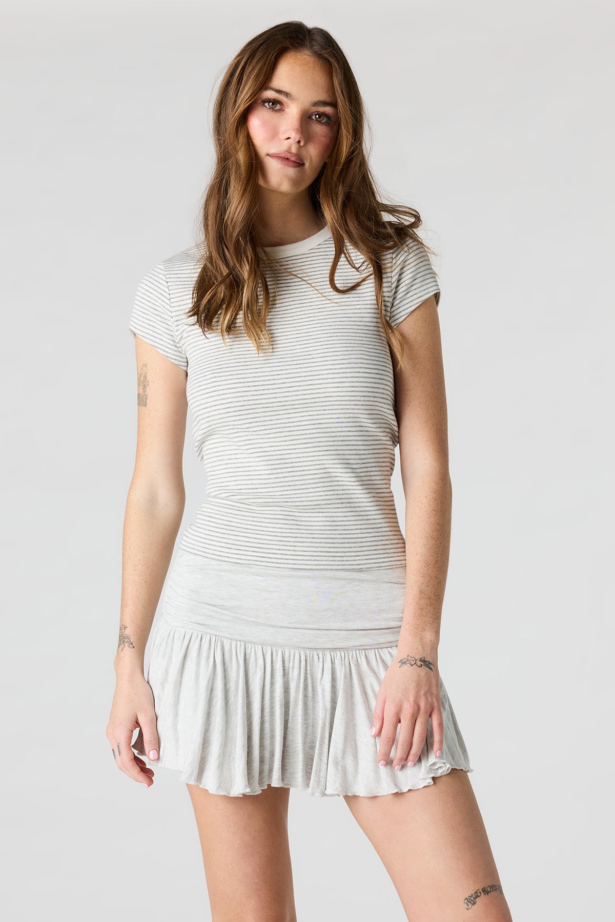 Alt View 5. Flowy Mini Skort - Heather Grey