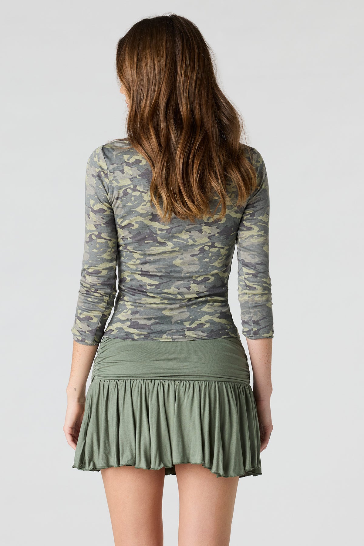 Alt View 2. Flowy Mini Skort - Dark Green