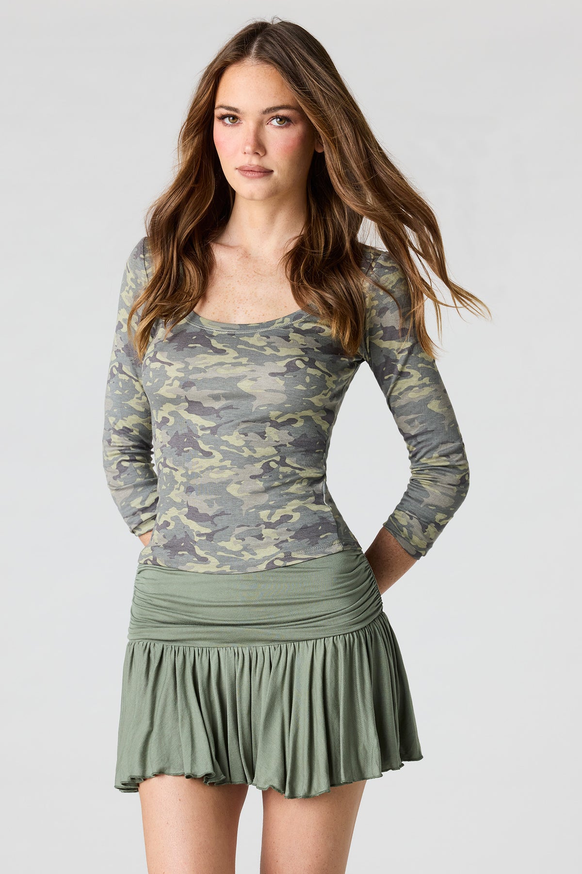 Flowy Mini Skort - Dark Green