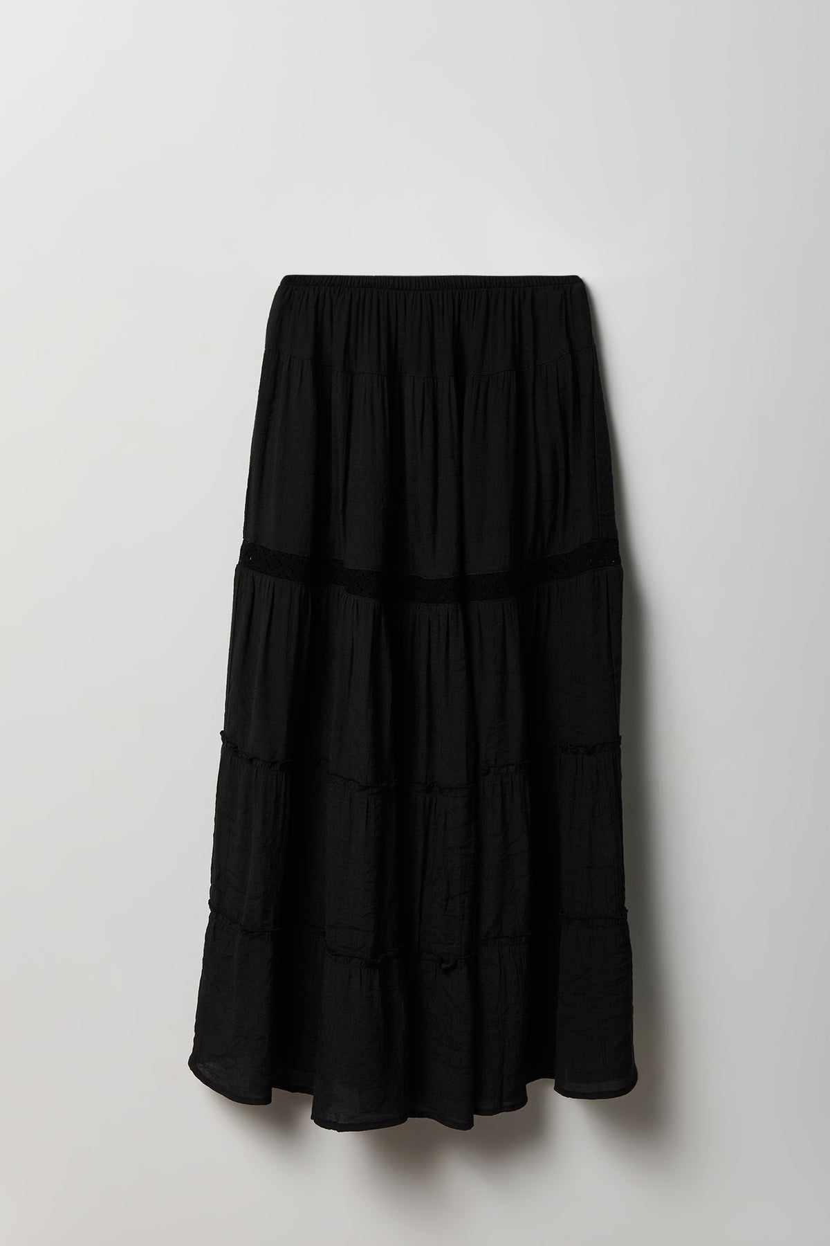 Alt View 4. Crochet Trim Maxi Skirt - Black