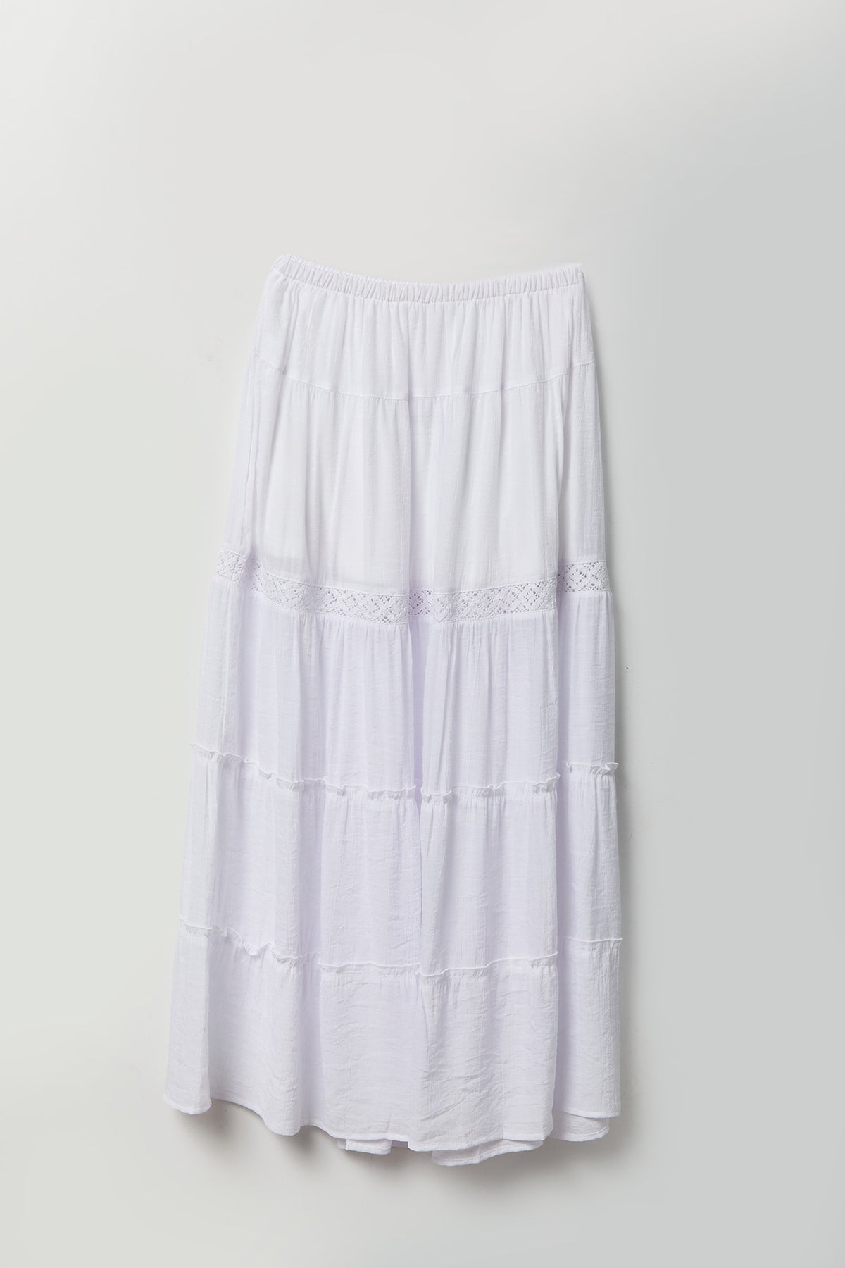 Alt View 4. Crochet Trim Maxi Skirt - White