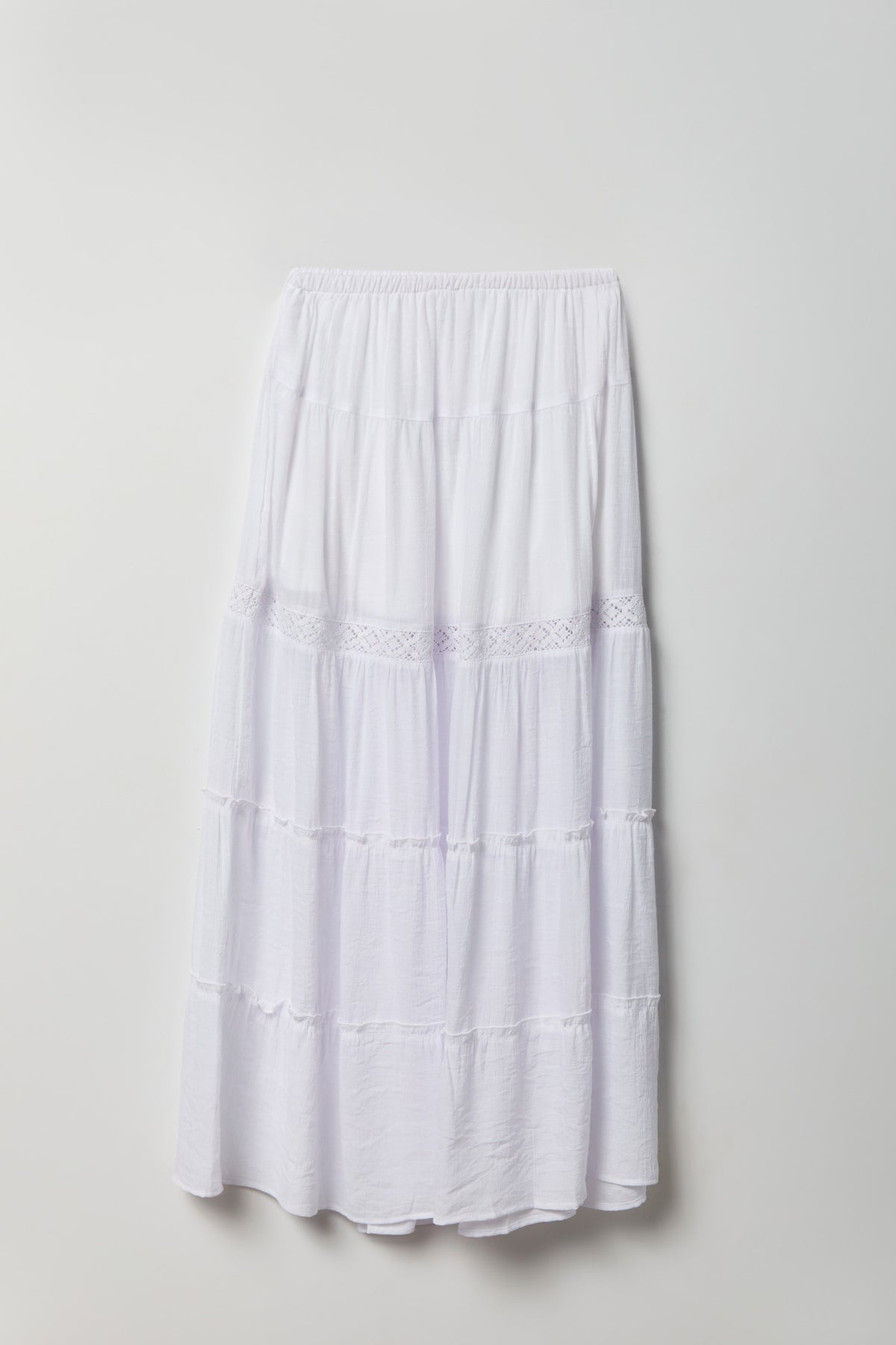 Alt View 5. Crochet Trim Maxi Skirt - White