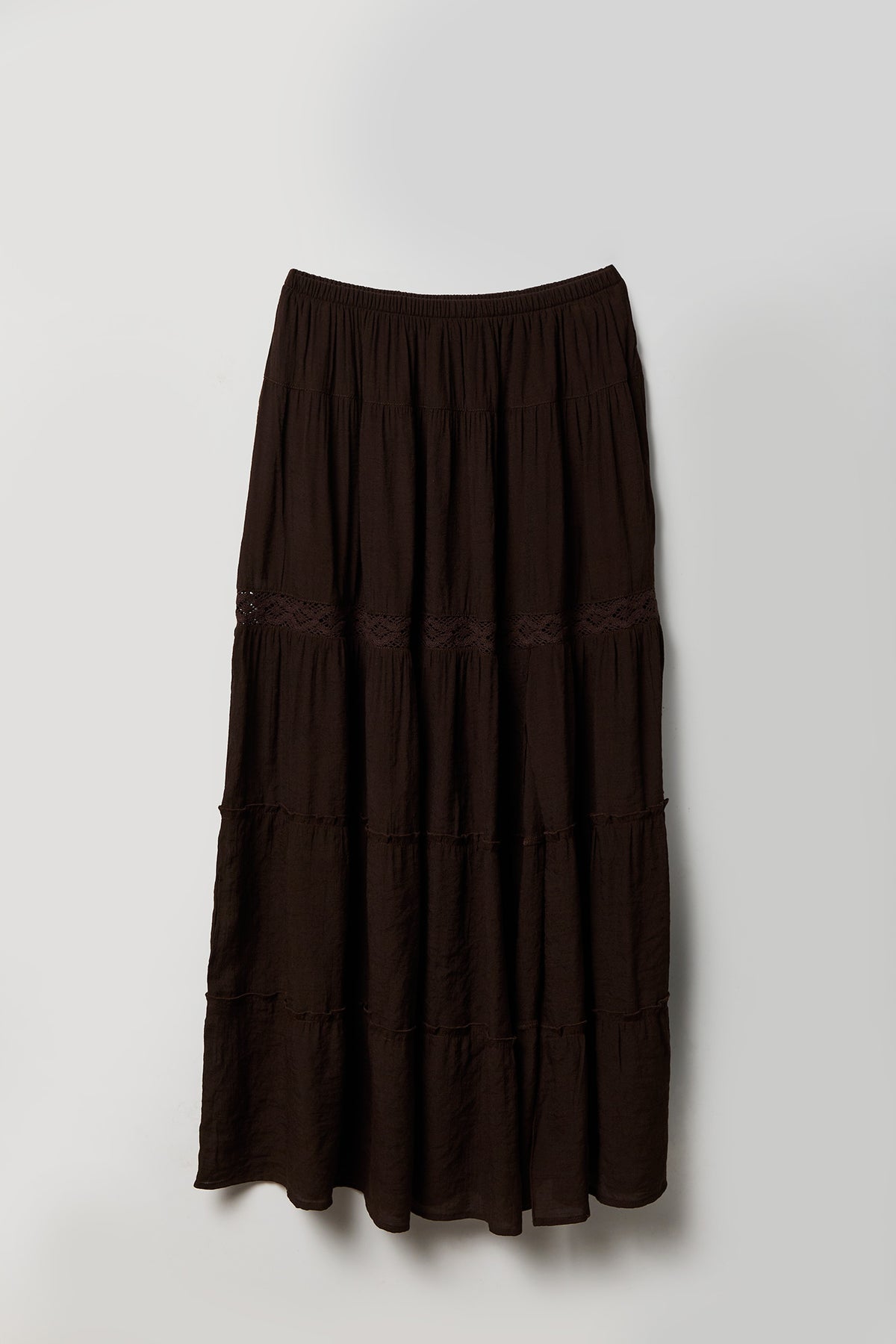 Alt View 4. Crochet Trim Maxi Skirt - Brown